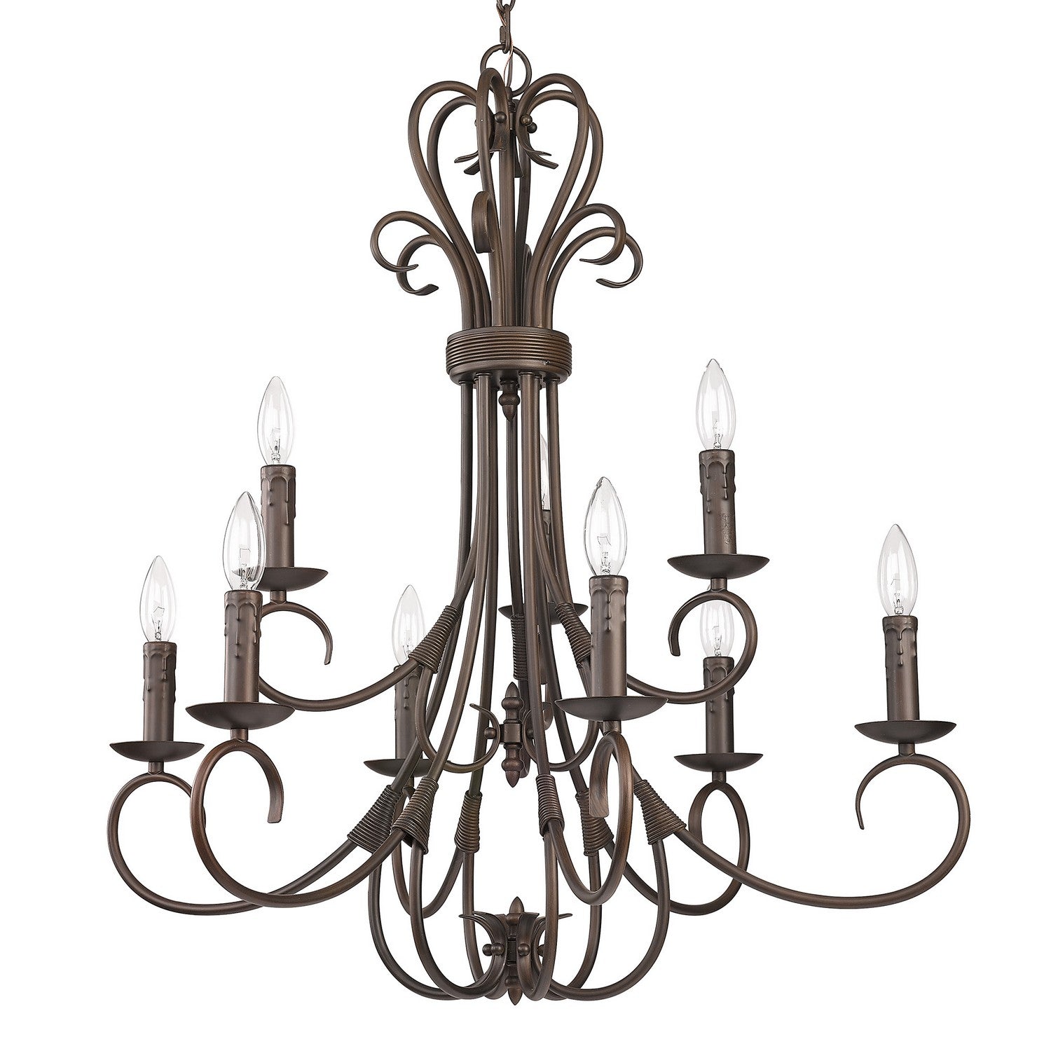 Golden - 8606-CN9 RBZ - Nine Light Chandelier - Homestead - Rubbed Bronze