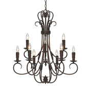 Golden - 8606-CN9 RBZ - Nine Light Chandelier - Homestead - Rubbed Bronze