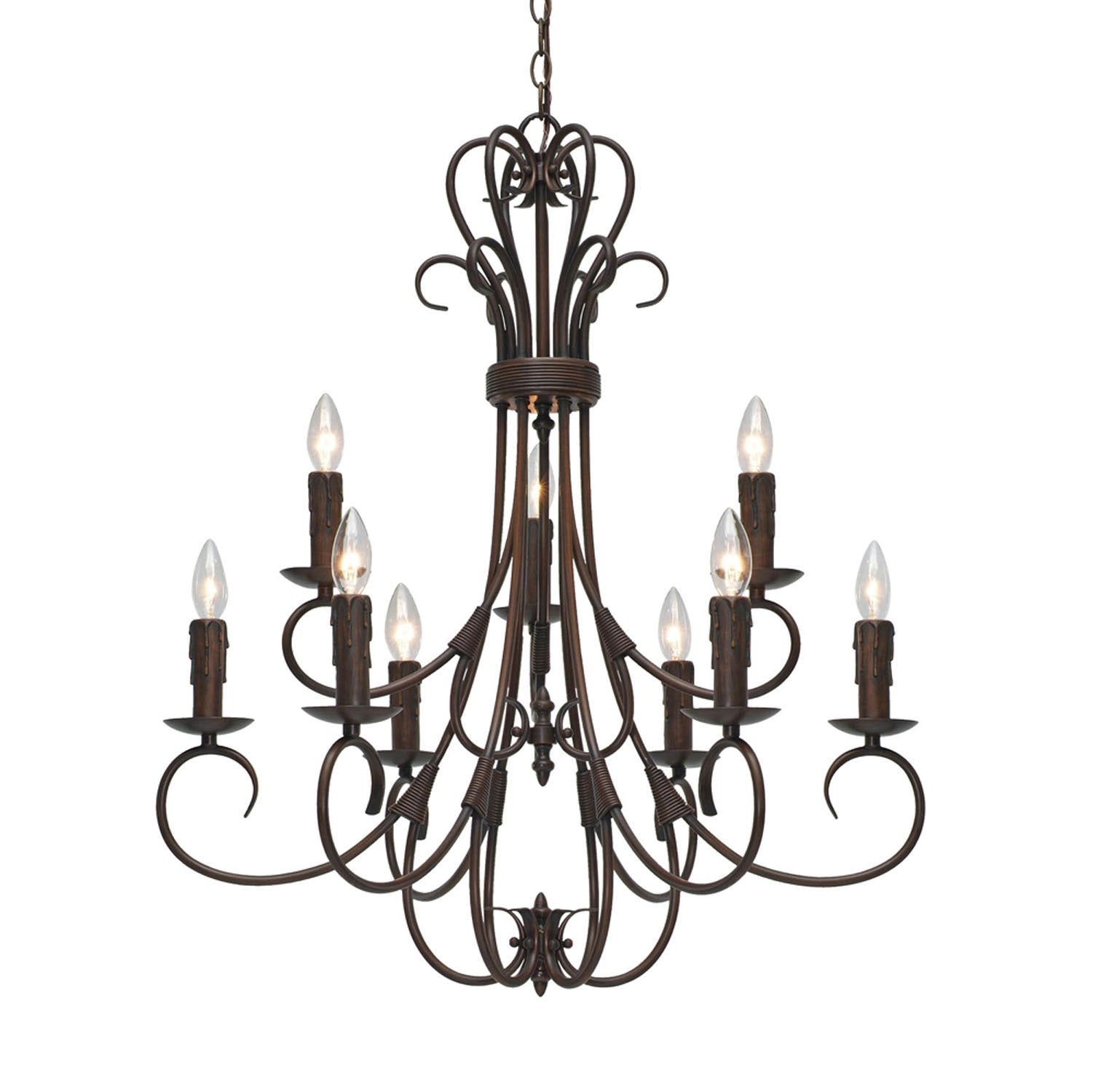 Golden - 8606-CN9 RBZ - Nine Light Chandelier - Homestead - Rubbed Bronze