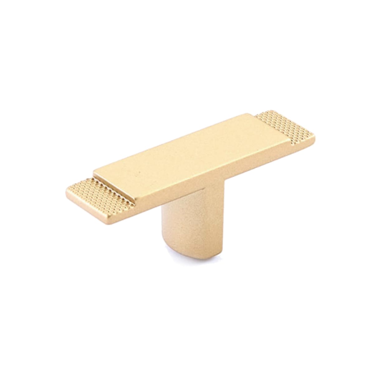 Schaub and Company - 20013-SSB - Quadrato 2-3/8" Wide "T" Knob with Diamond Knurled Accent Texture Industrial Luxury Cabinet Knob Drawer Knob - Made in Italy in Signature Satin Brass