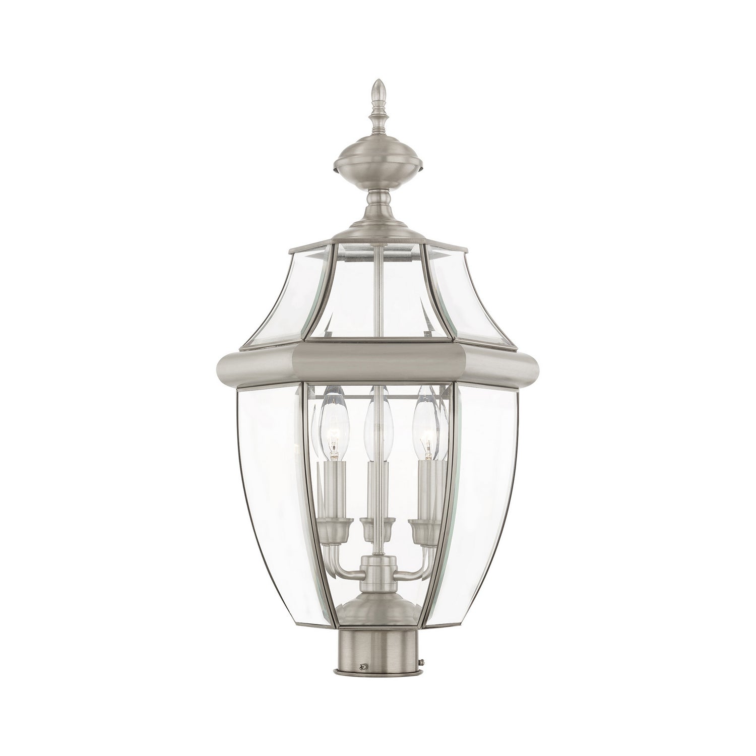 Livex Lighting - 2354-91 - Three Light Post-Top Lanterm - Monterey - Brushed Nickel