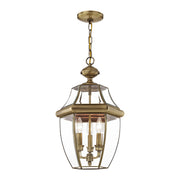 Livex Lighting - 2355-01 - Three Light Outdoor Pendant - Monterey - Antique Brass