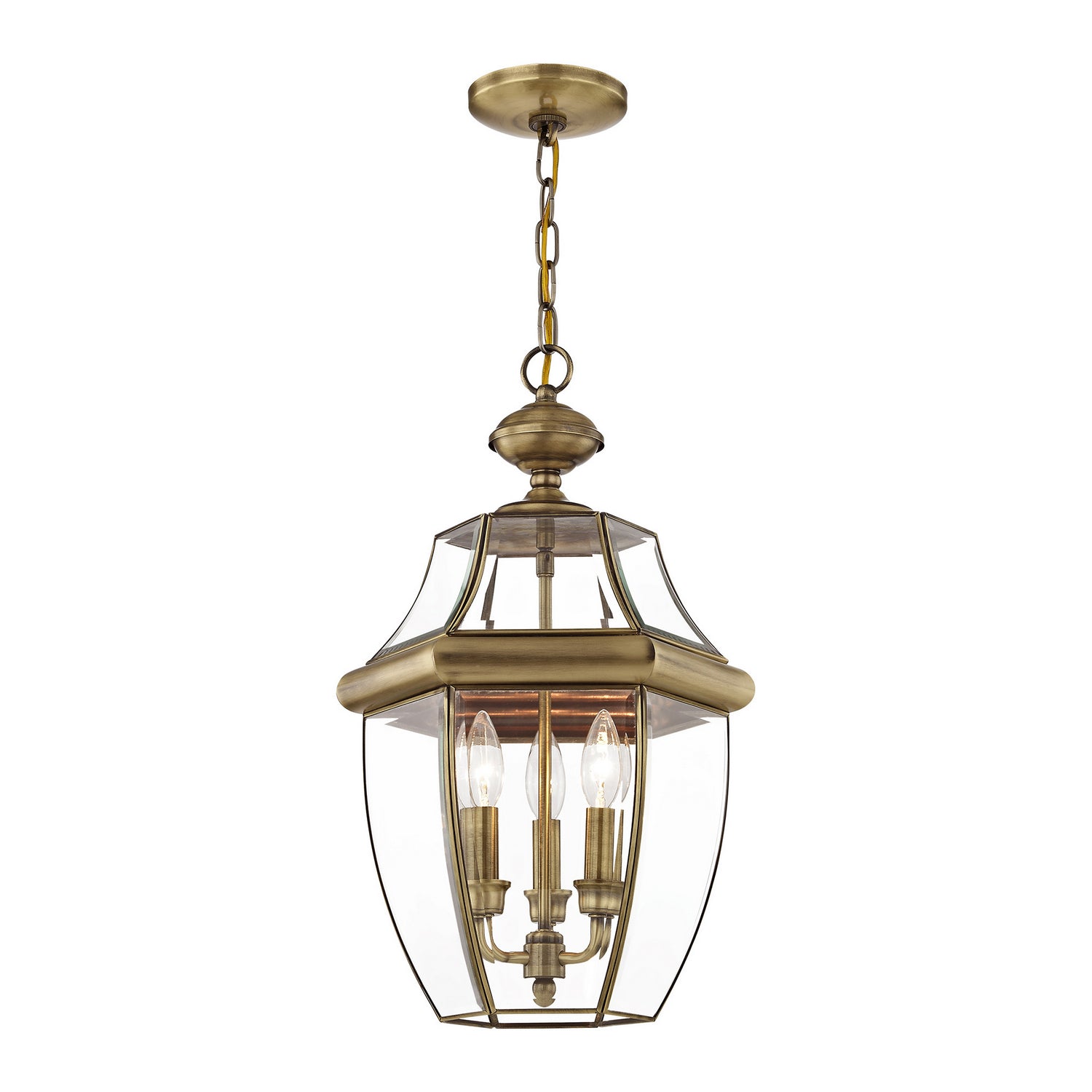 Livex Lighting - 2355-01 - Three Light Outdoor Pendant - Monterey - Antique Brass