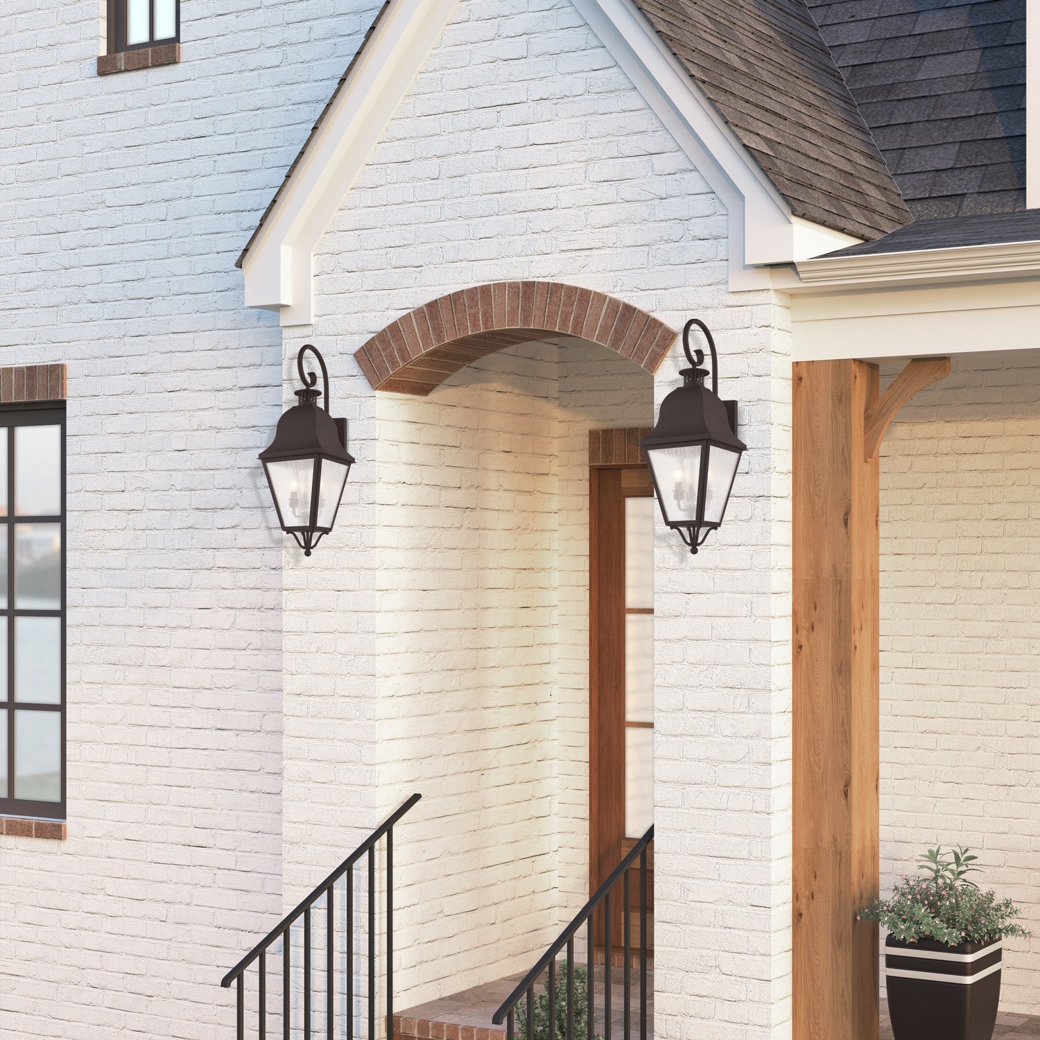 Livex Lighting - 2555-07 - Three Light Outdoor Wall Lantern - Amwell - Bronze