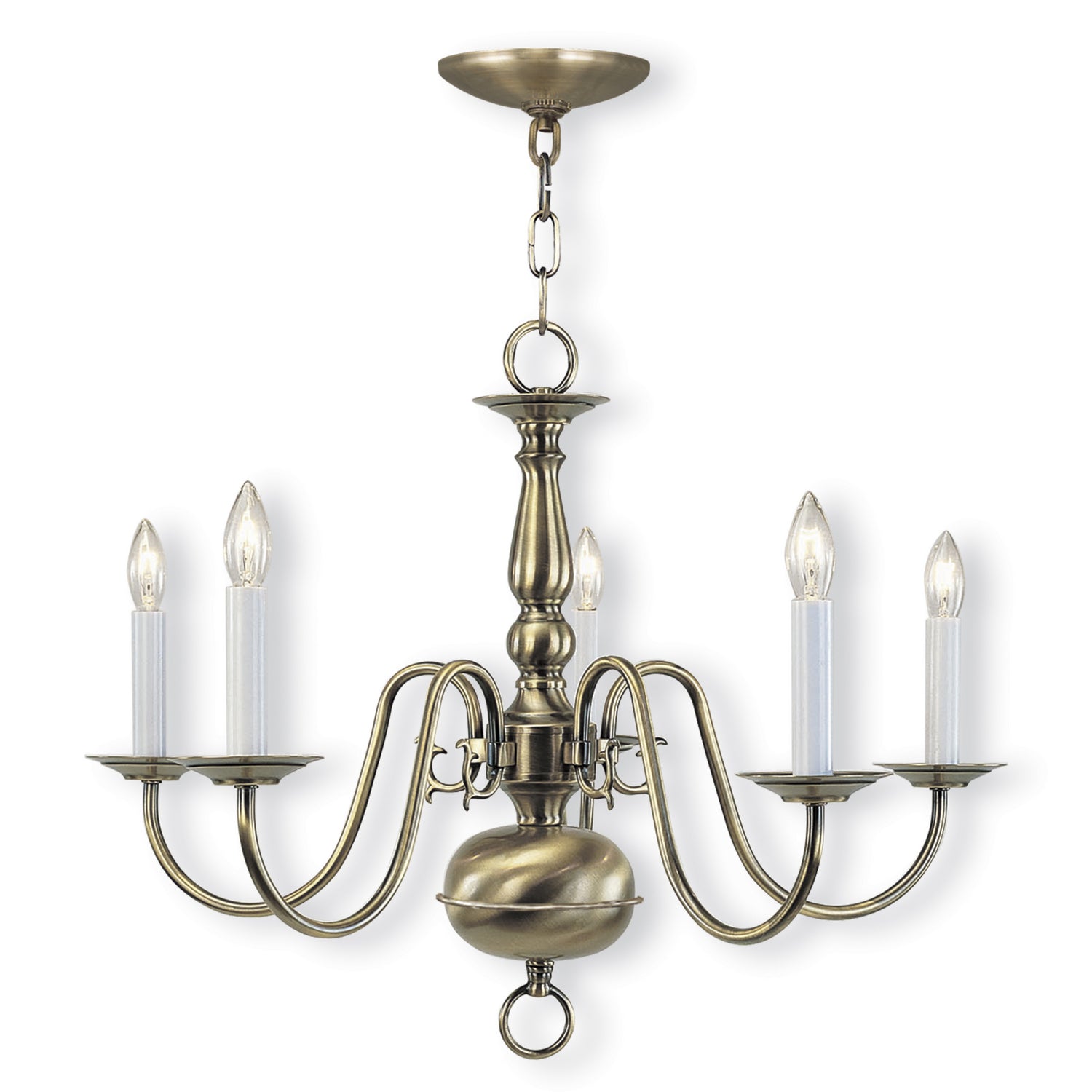 Livex Lighting - 5005-01 - Five Light Chandelier - Williamsburgh - Antique Brass