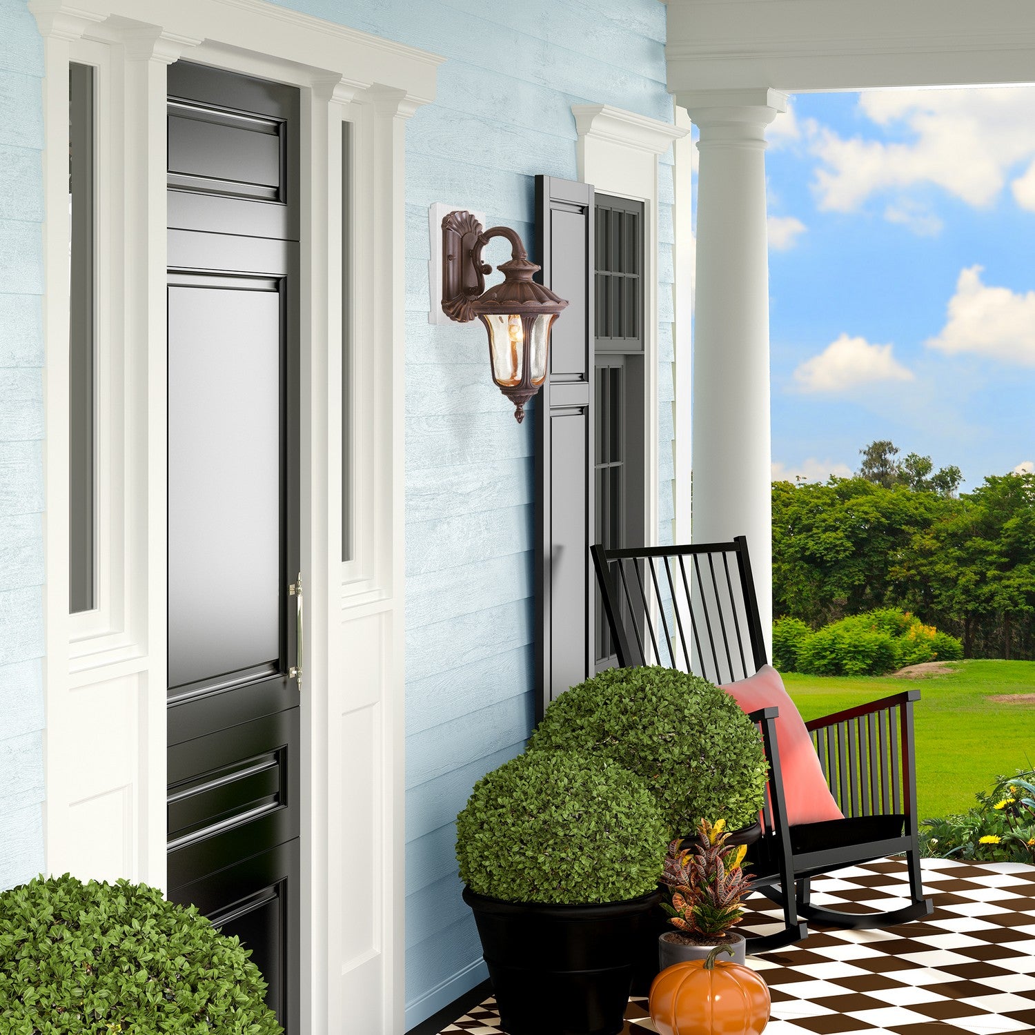 Livex Lighting - 7651-58 - One Light Outdoor Wall Lantern - Oxford - Hand Applied Imperial Bronze