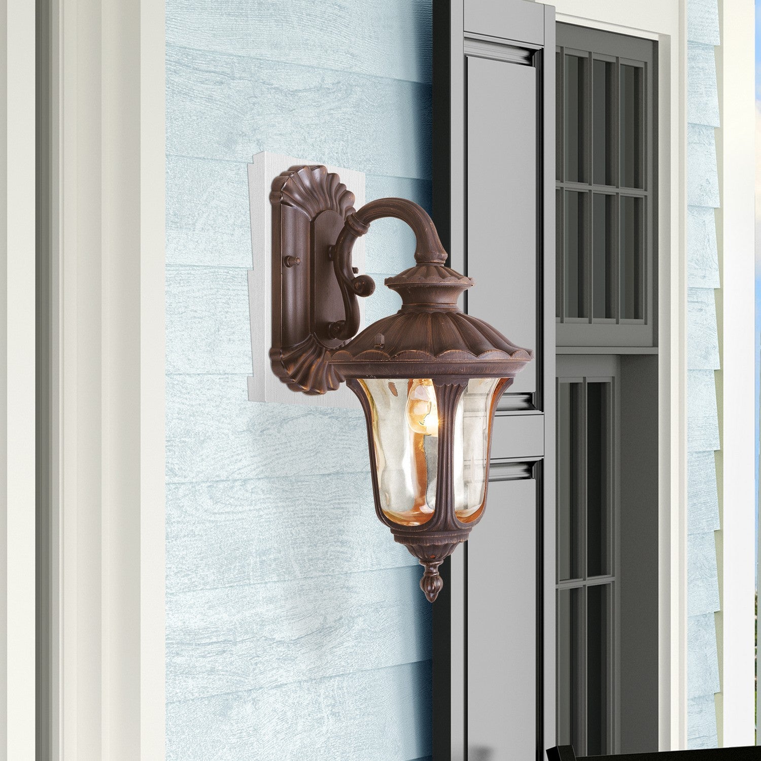 Livex Lighting - 7651-58 - One Light Outdoor Wall Lantern - Oxford - Hand Applied Imperial Bronze