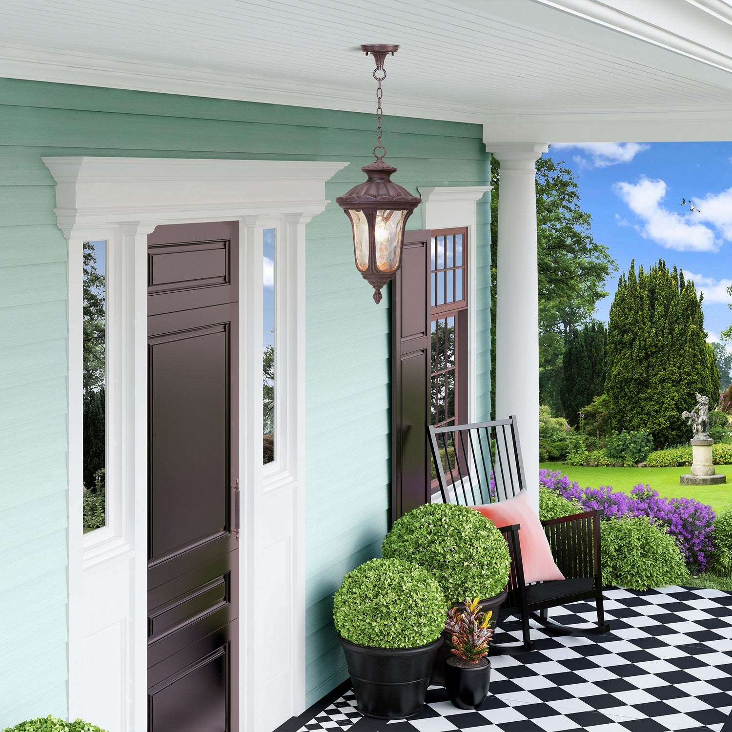 Livex Lighting - 7654-58 - One Light Outdoor Pendant - Oxford - Hand Applied Imperial Bronze