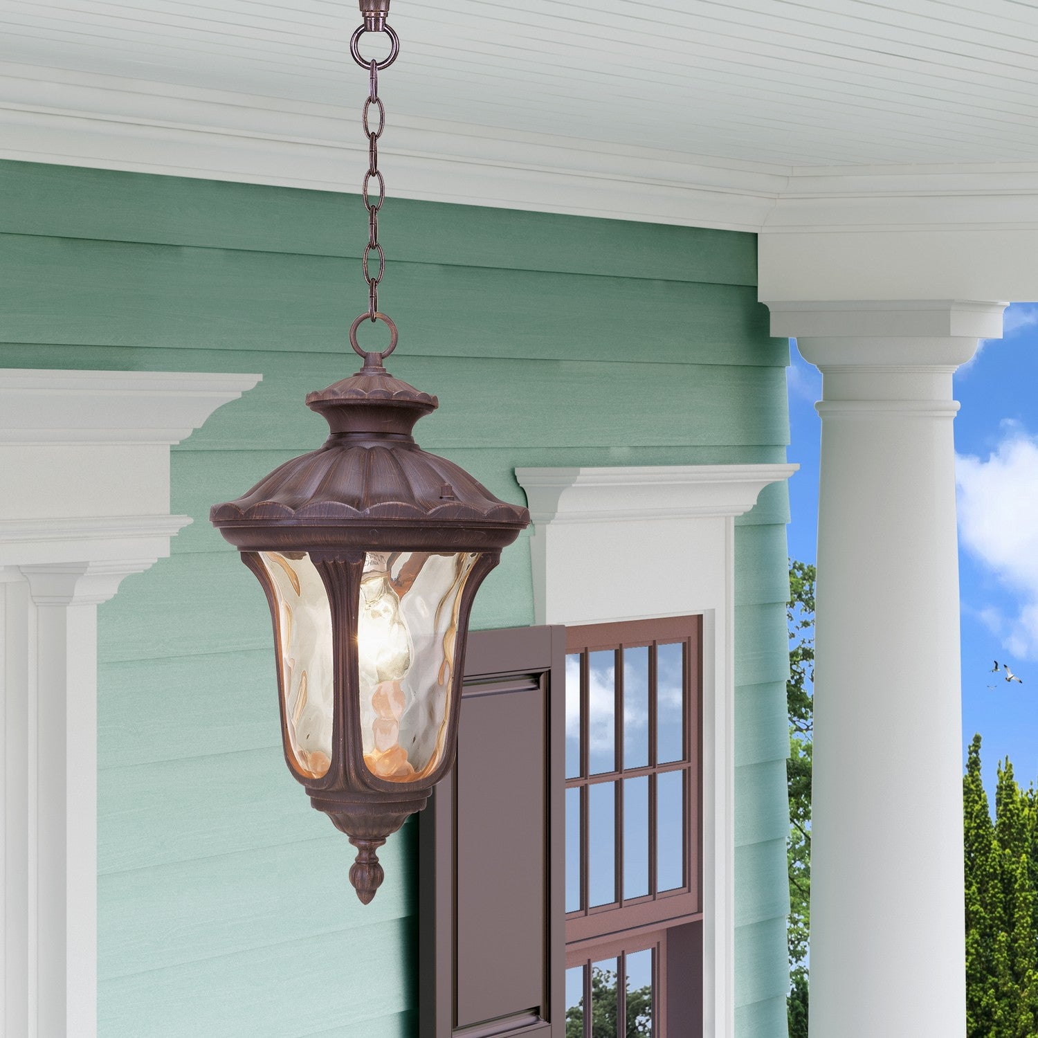 Livex Lighting - 7654-58 - One Light Outdoor Pendant - Oxford - Hand Applied Imperial Bronze