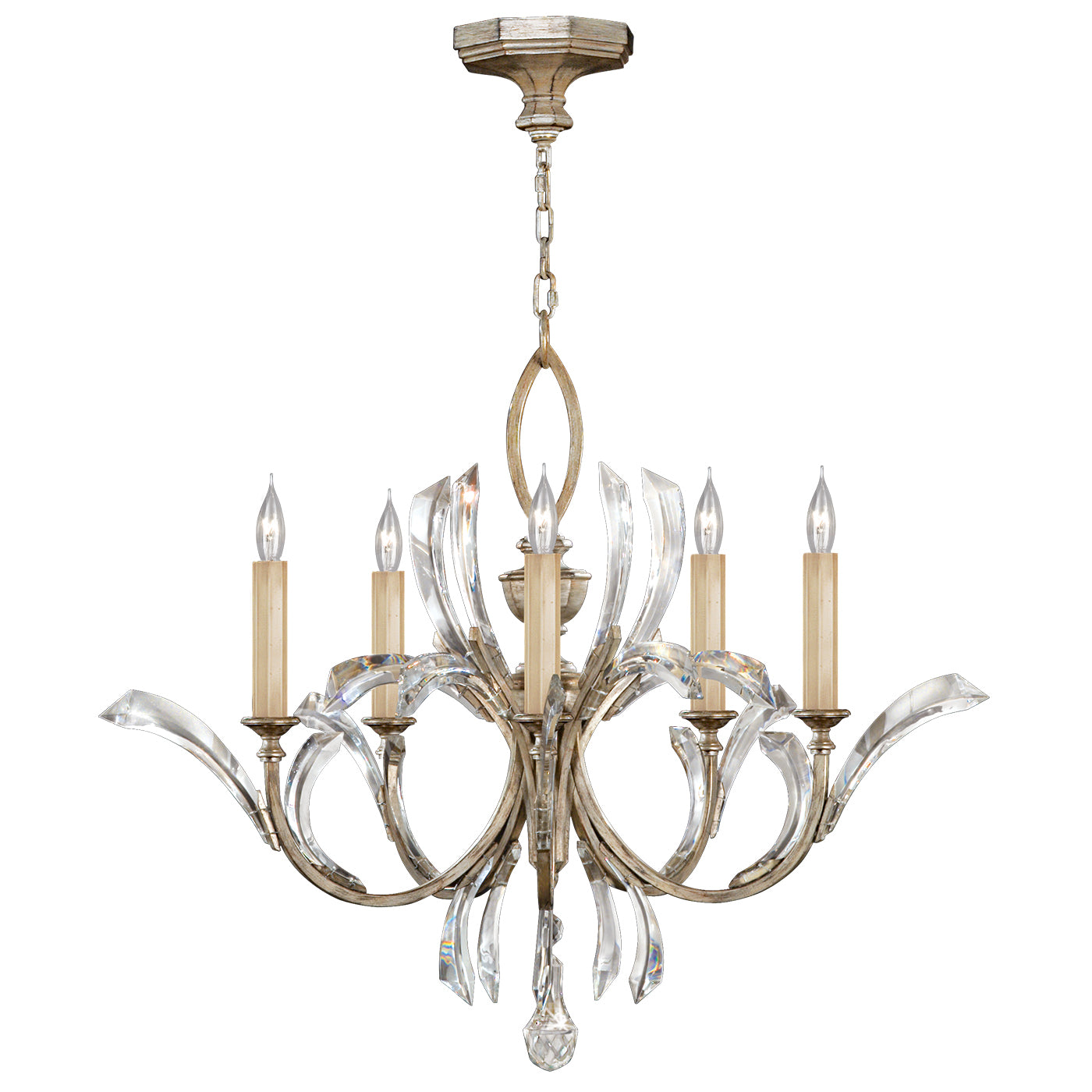 Fine Art Handcrafted Lighting - 702240ST - Five Light Chandelier - Beveled Arcs - Silver