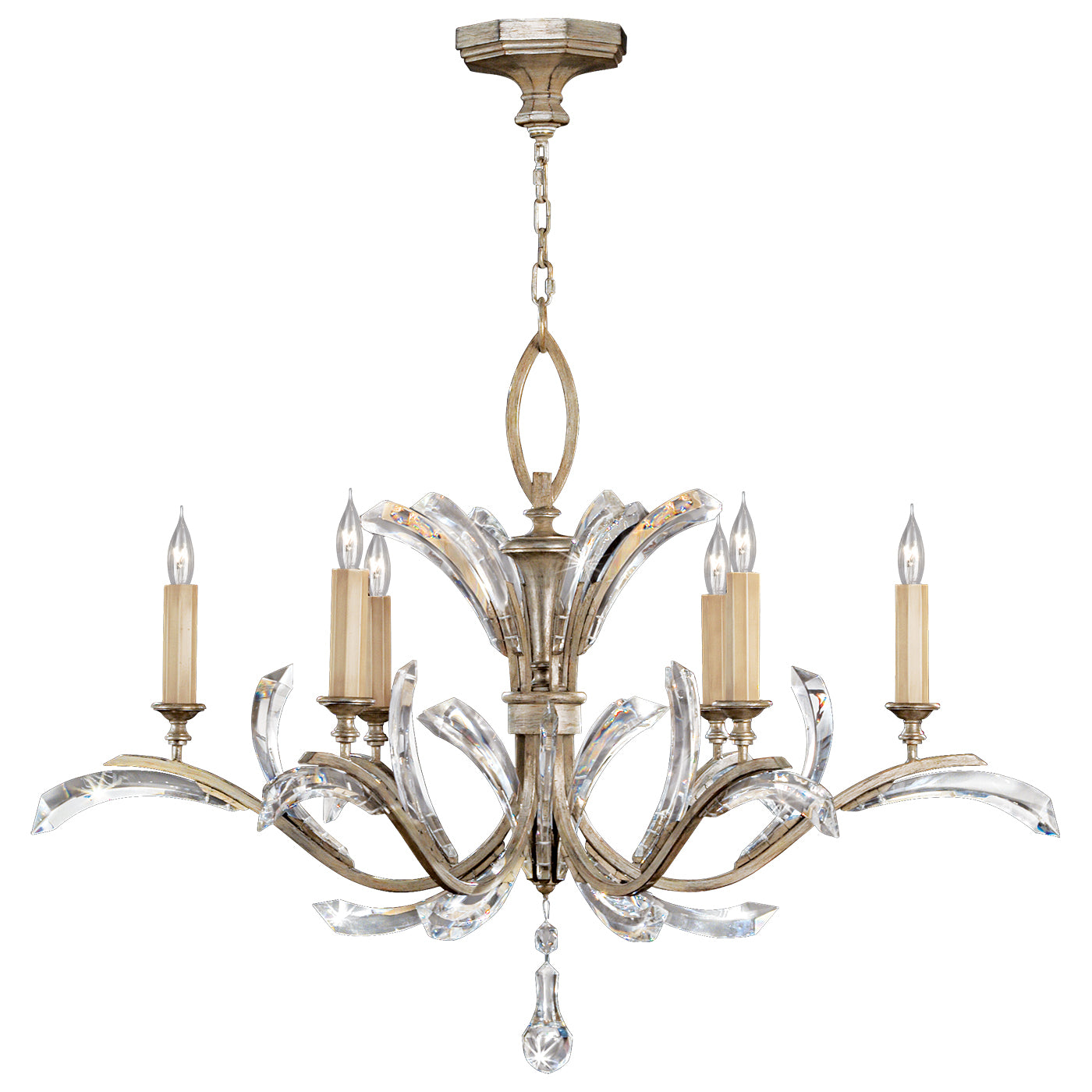 Fine Art Handcrafted Lighting - 702440ST - Six Light Chandelier - Beveled Arcs - Silver