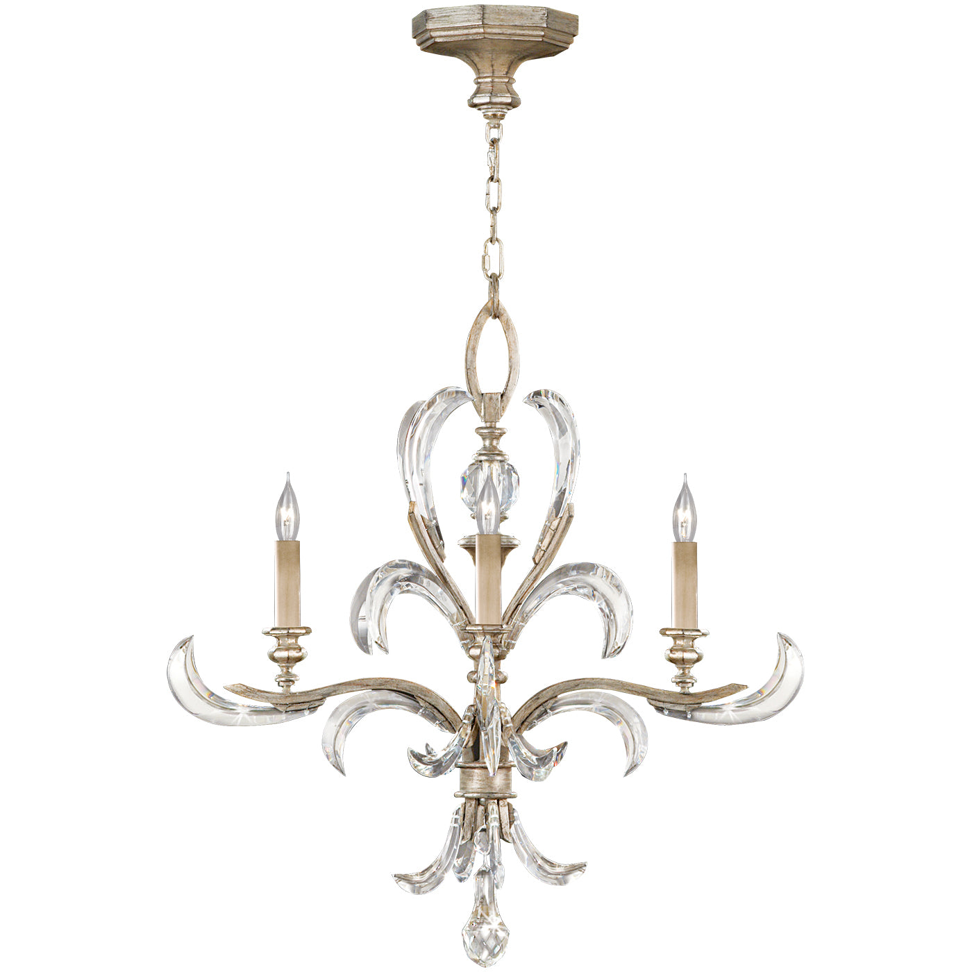 Fine Art Handcrafted Lighting - 701540ST - Four Light Chandelier - Beveled Arcs - Silver