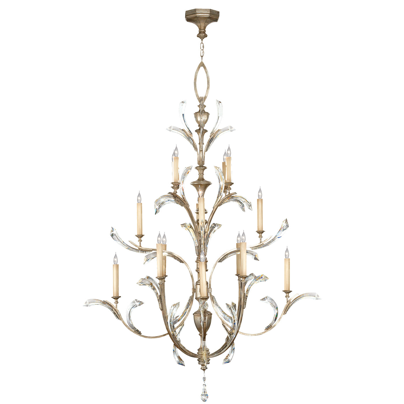 Fine Art Handcrafted Lighting - 702040ST - 16 Light Chandelier - Beveled Arcs - Silver