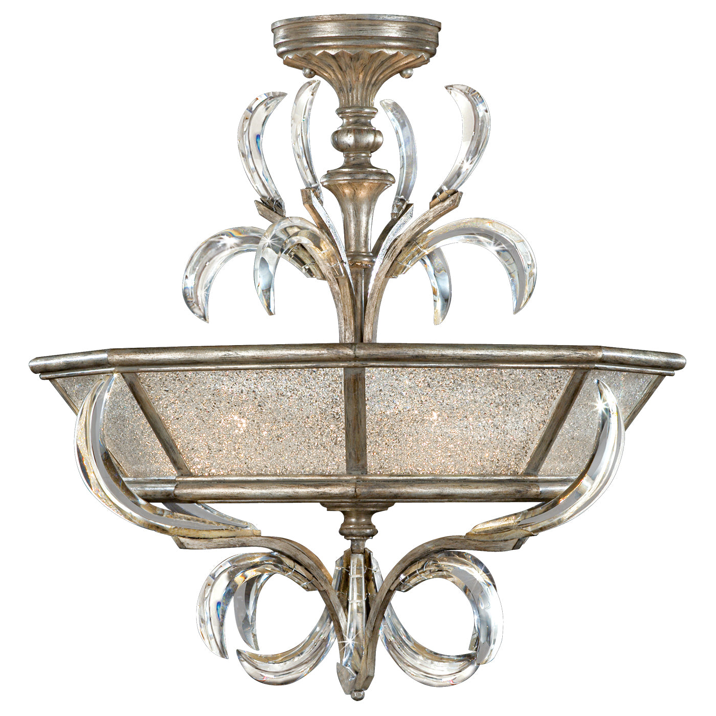 Fine Art Handcrafted Lighting - 704340ST - Three Light Semi-Flush Mount - Beveled Arcs - Silver