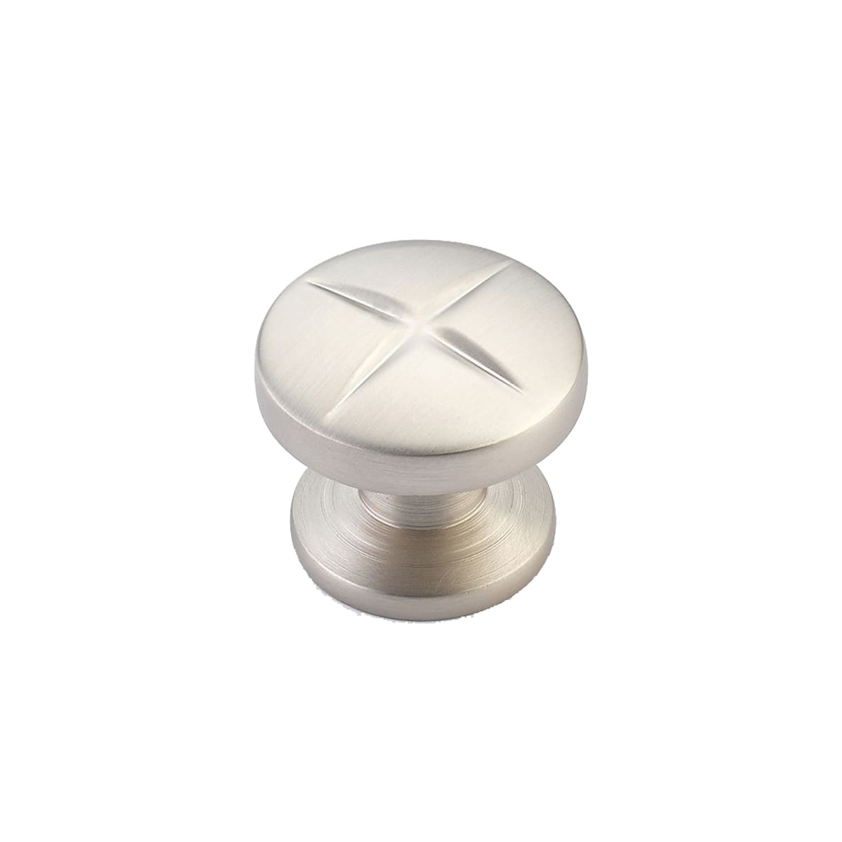 Schaub and Company - 210-15 - Northport 1-3/8" Contemporary Industrial Round Cross Cabinet Knob with "X" Design in Satin Nickel
