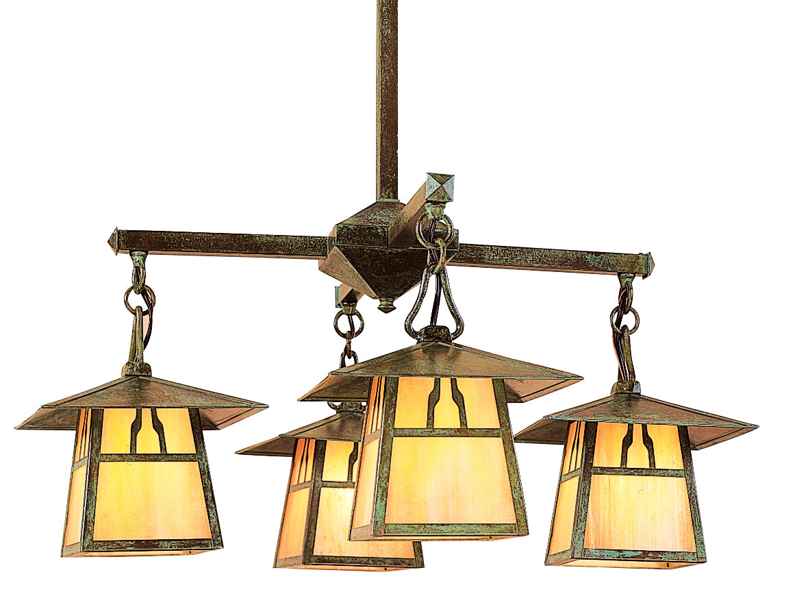 Arroyo - CCH-8/4BGW-VP - Four Light Chandelier - Carmel - Verdigris Patina