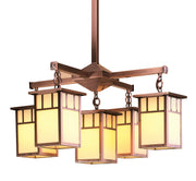Arroyo - HCH-4L/4-1DTCR-AC - Five Light Glass Down Chandeliers - Huntington - Antique Copper