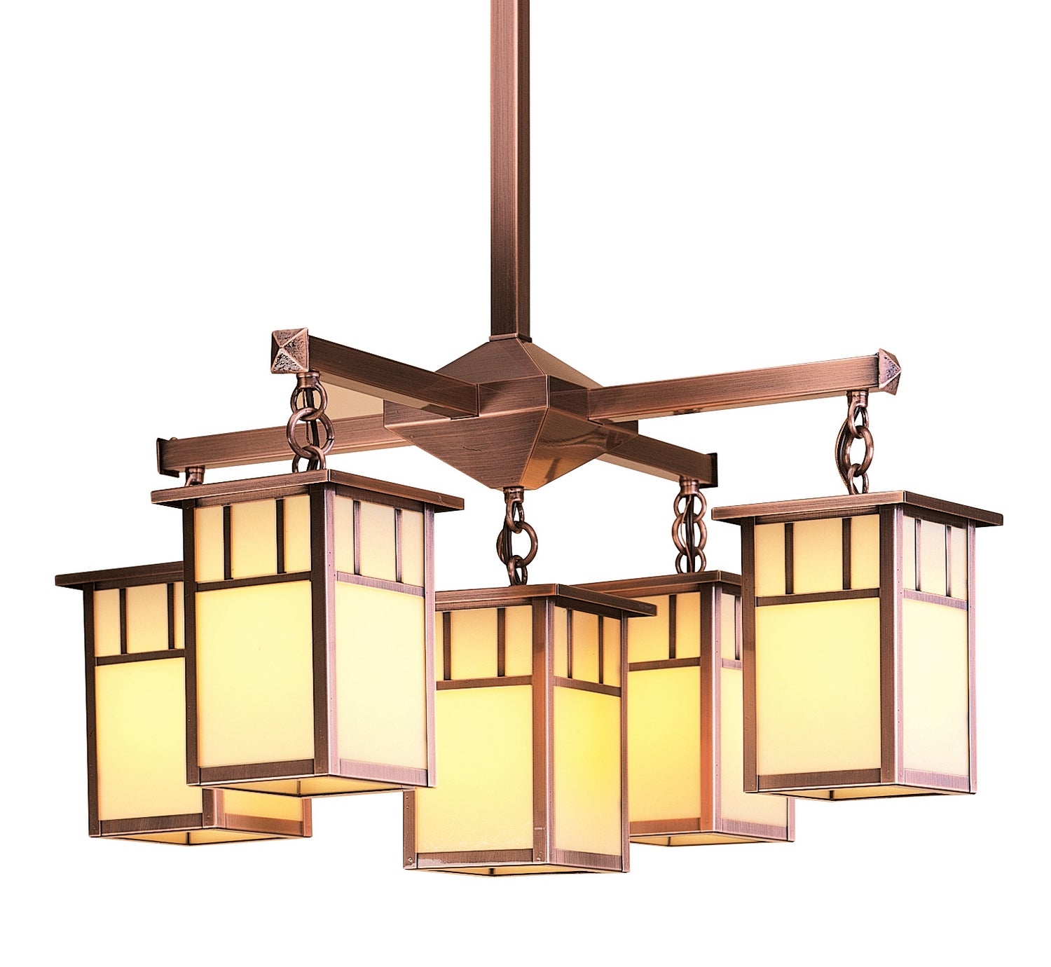 Arroyo - HCH-4L/4-1DTCR-AC - Five Light Glass Down Chandeliers - Huntington - Antique Copper
