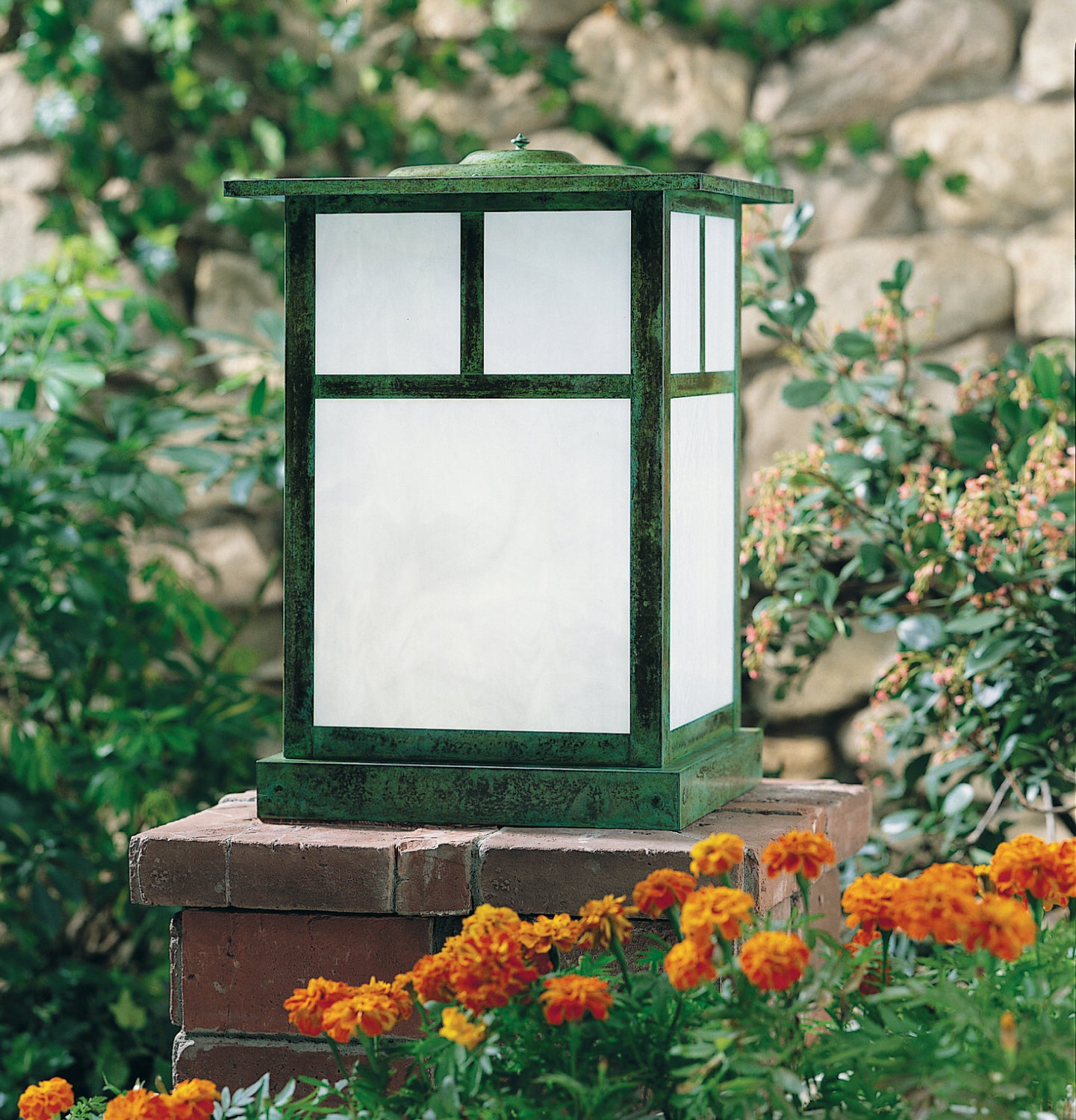 Arroyo - MC-15TWO-VP - One Light olumn Mount - Mission - Verdigris Patina