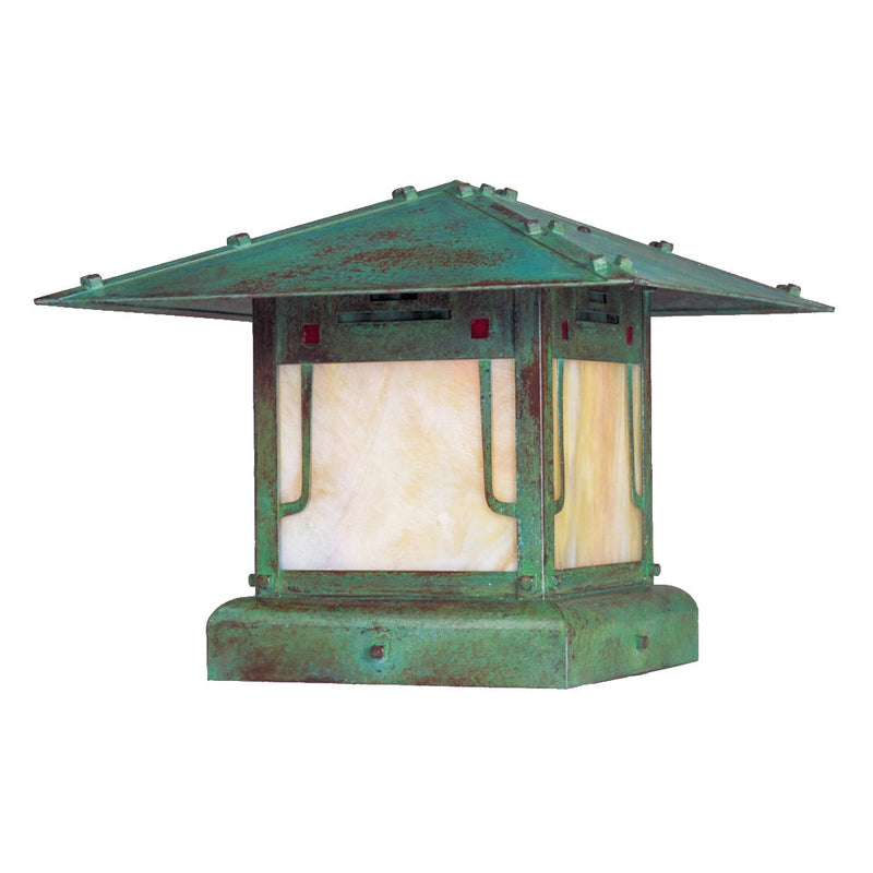 Arroyo - PDC-12GRC-VP - One Light olumn Mount - Pagoda - Verdigris Patina