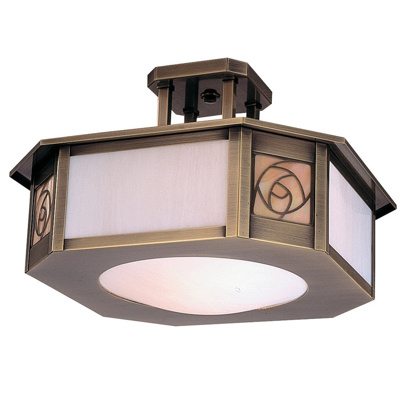Arroyo - SCCM-15GWC-AB - Two Light Semi-Flush Ceiling Light - Saint Clair - Antique Brass