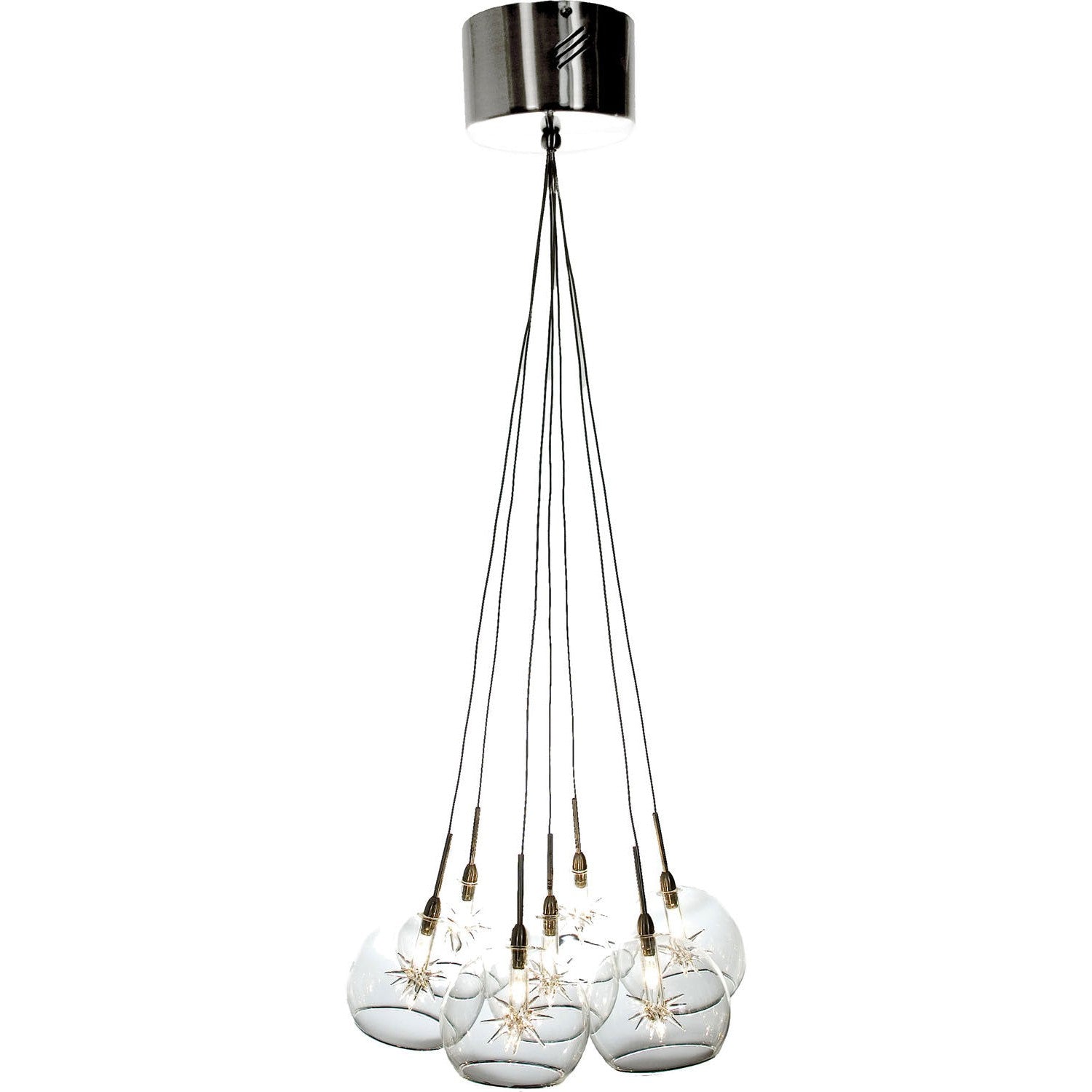 ET2 - E20114-24 - Seven Light Pendant - Starburst - Satin Nickel