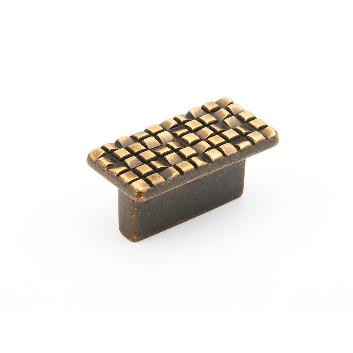 Schaub and Company - 235-FAB - Mosaic 1-1/4" Center to Center Designer Rectangular Cabinet Knob - Made in Italy in French Antique Bronze