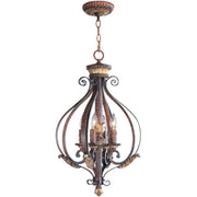 Livex Lighting - 8556-63 - Four Light Foyer Chandelier - Villa Verona - Hand Applied Verona Bronze w/ Aged Gold Leafs