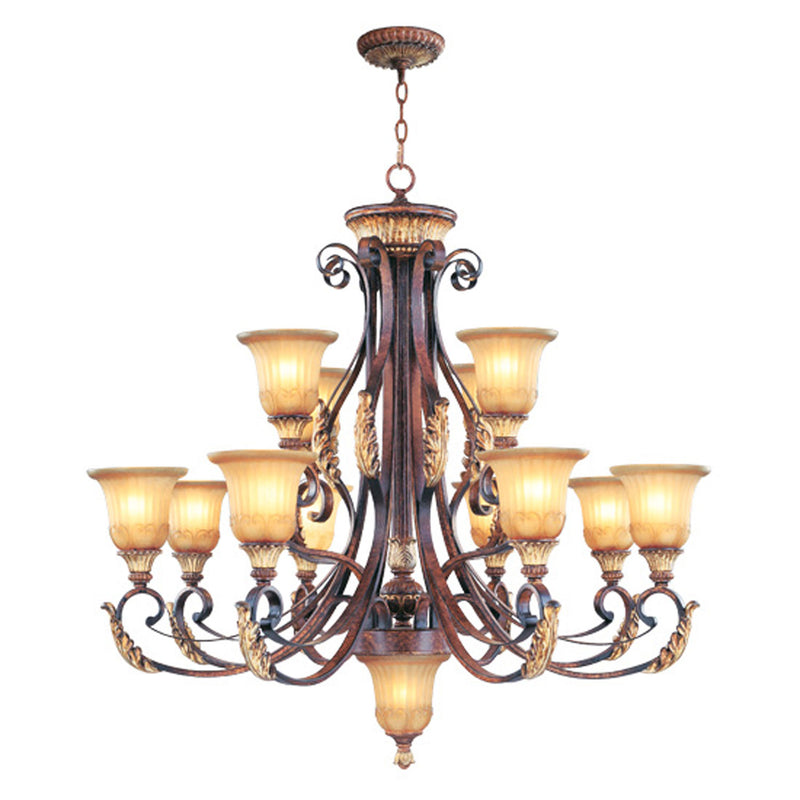 Livex Lighting - 8559-63 - 13 Light Chandelier - Villa Verona - Hand Applied Verona Bronze w/ Aged Gold Leafs