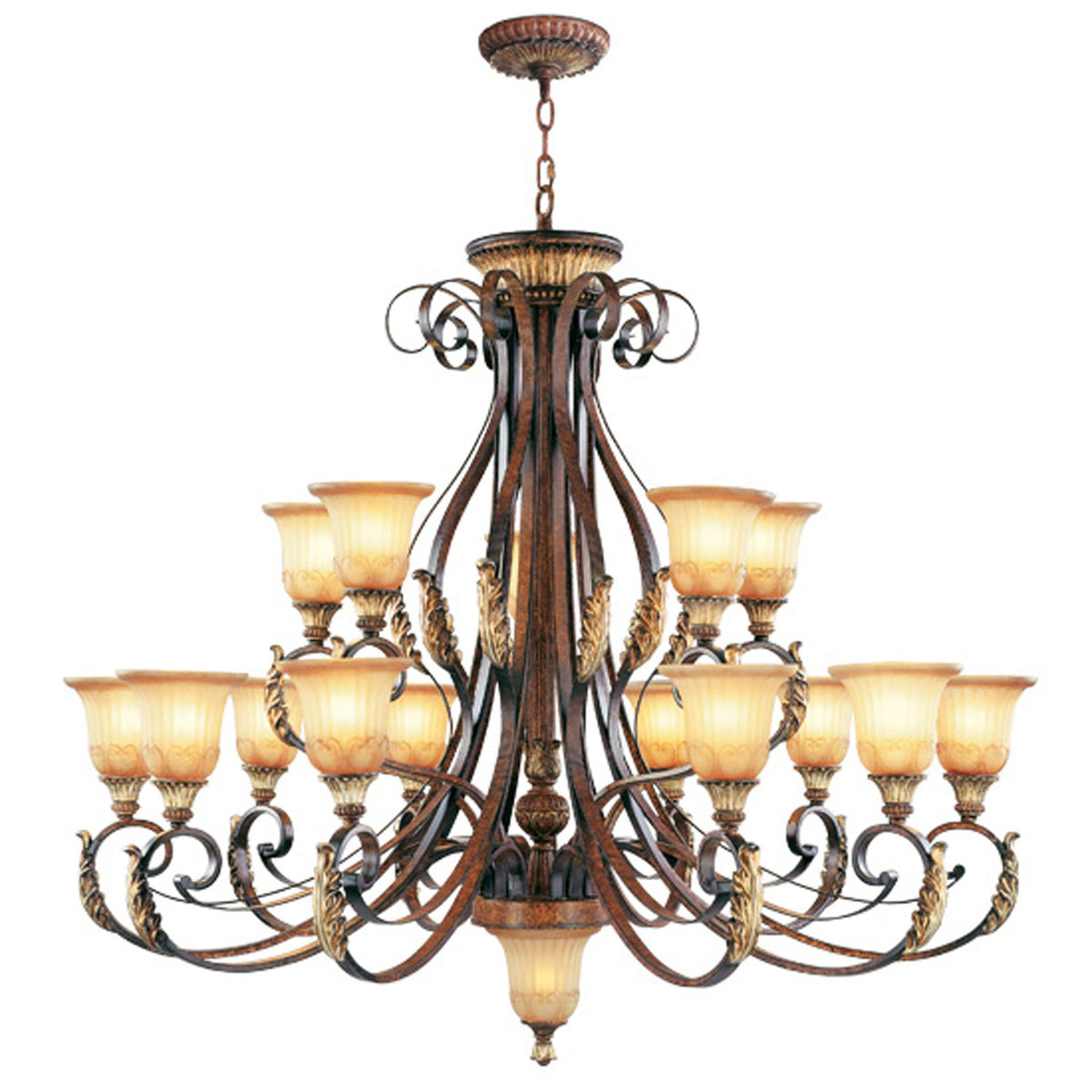 Livex Lighting - 8568-63 - 16 Light Chandelier - Villa Verona - Hand Applied Verona Bronze w/ Aged Gold Leafs