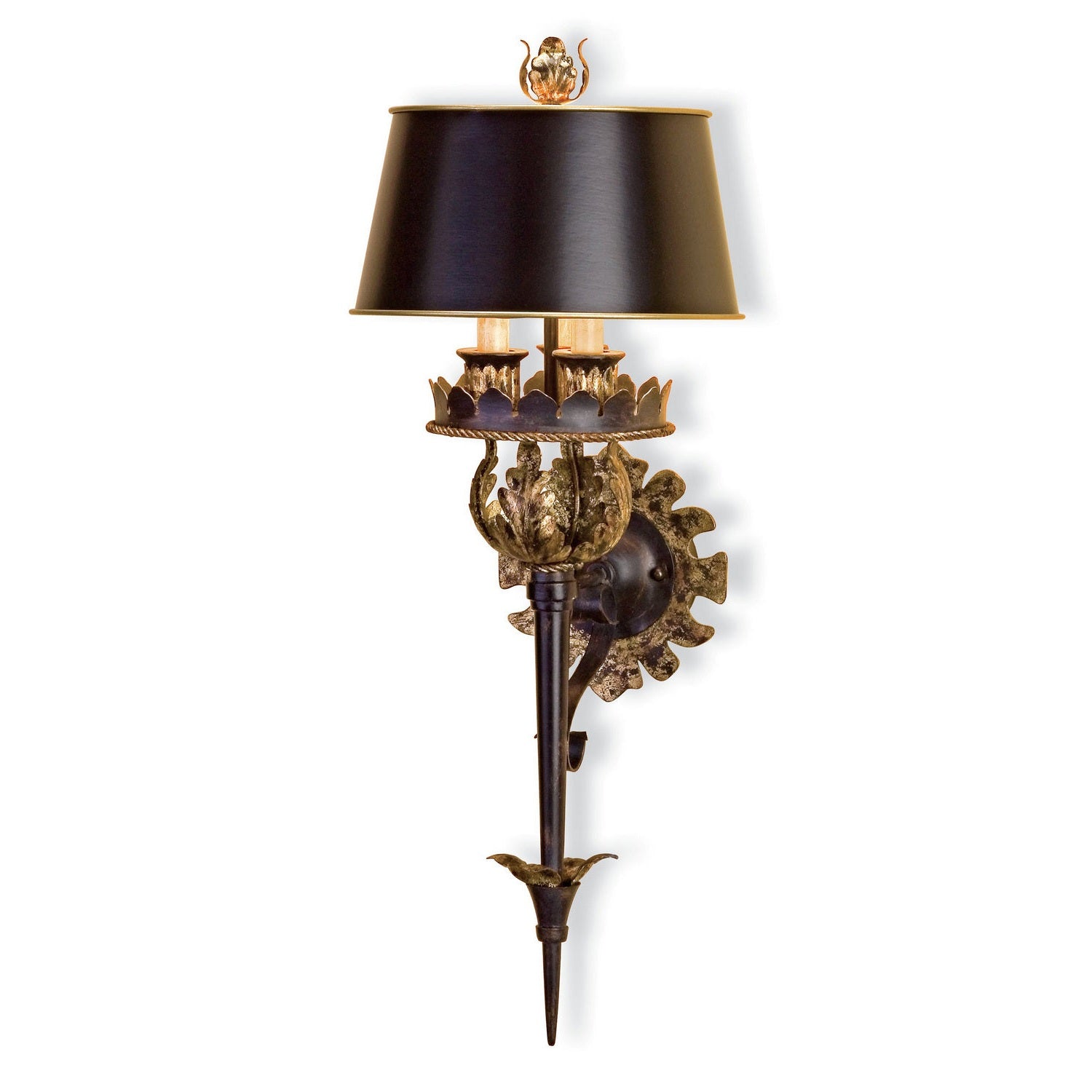 Currey and Company - 5412 - Three Light Wall Sconce - The Duke Gold Wall Sconce - Zanzibar Gold Leaf/Zanzibar Black