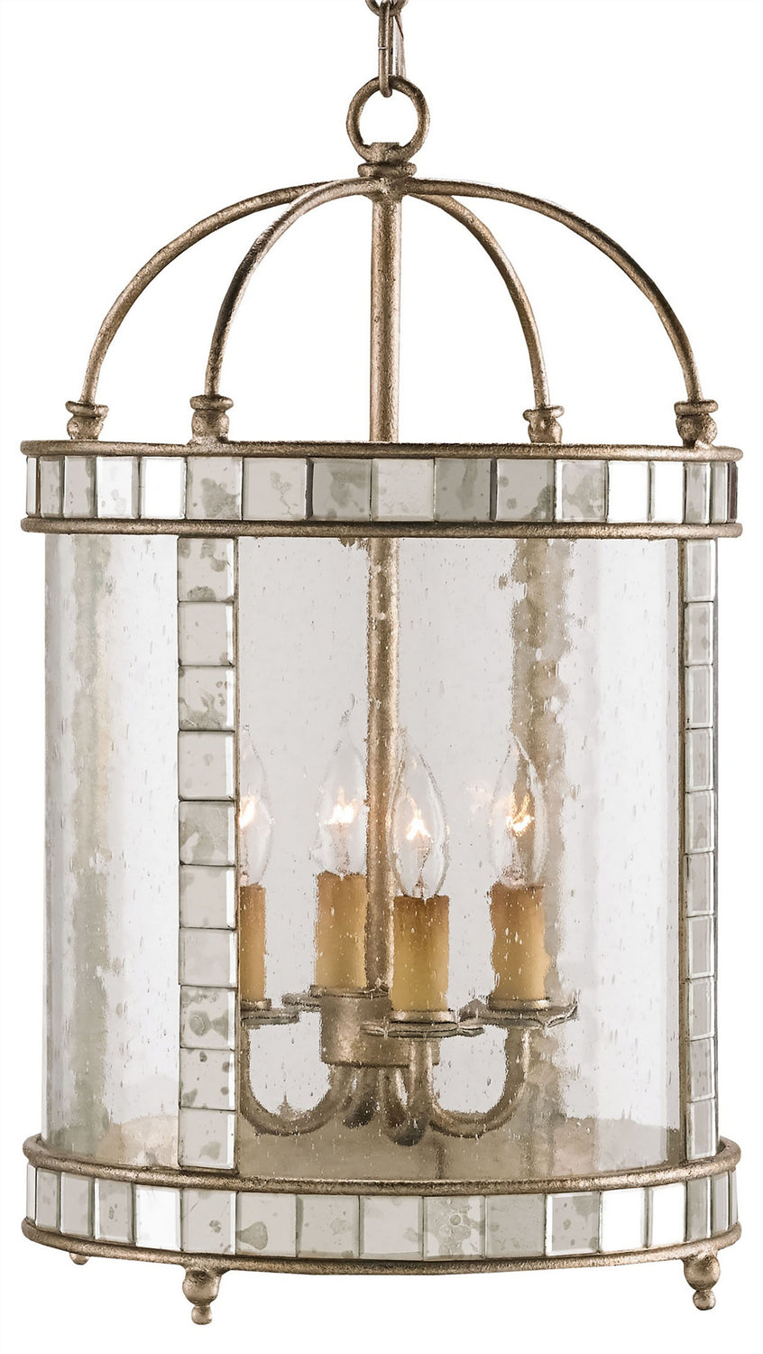 Currey and Company - 9229 - Four Light Lantern - Corsica Collection - Harlow Silver Leaf/Antique Mirror