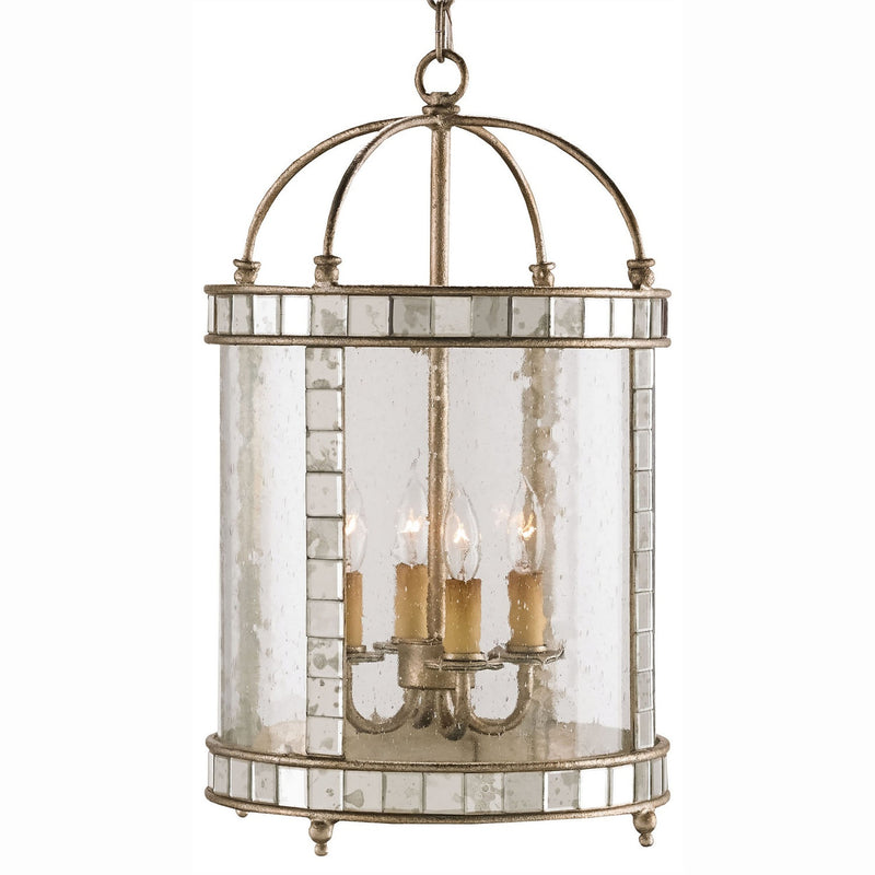 Currey and Company - 9229 - Four Light Lantern - Corsica Collection - Harlow Silver Leaf/Antique Mirror