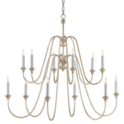 Currey and Company - 9289 - 12 Light Chandelier - Orion Silver Large Chandelier - Silver Leaf