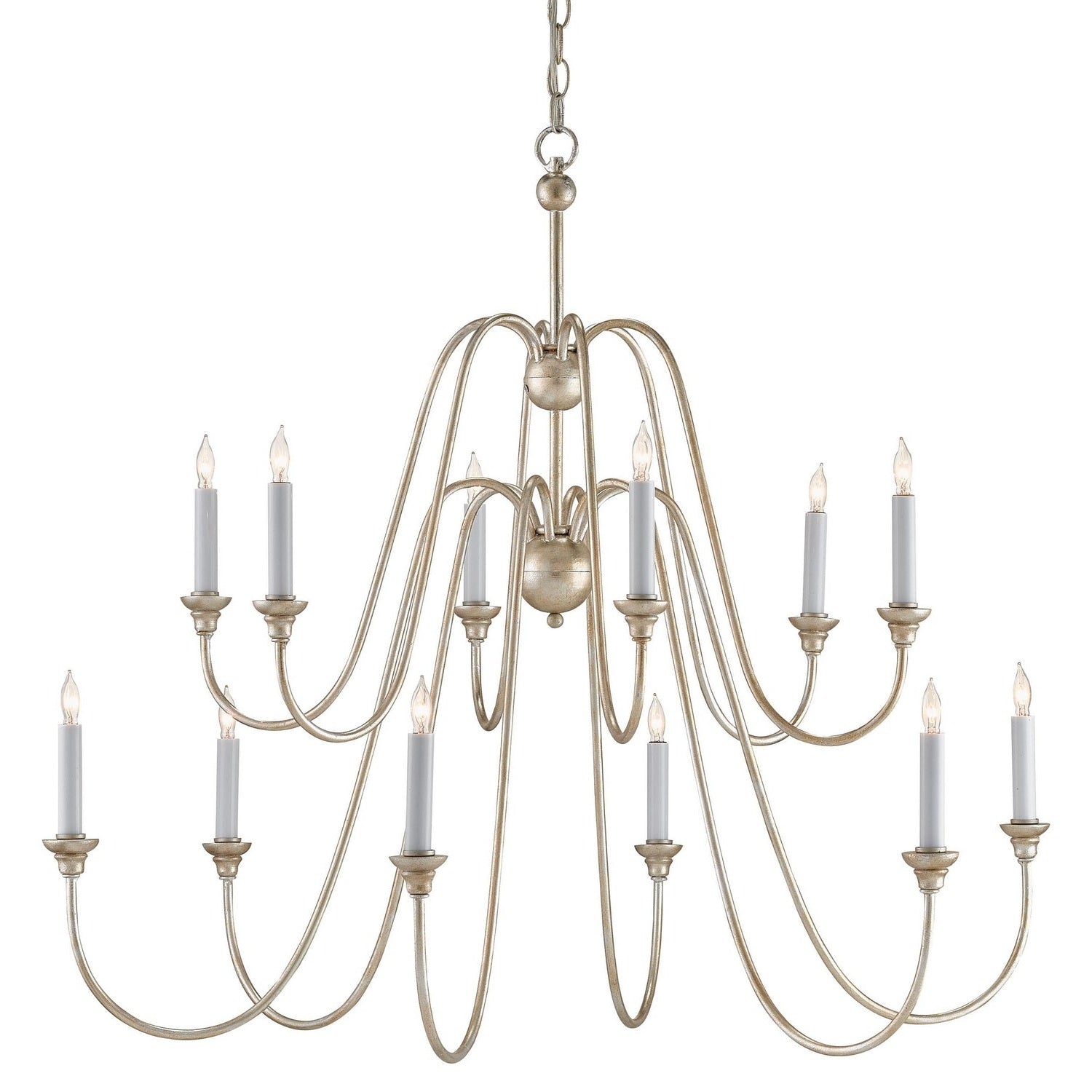Currey and Company - 9289 - 12 Light Chandelier - Orion Silver Large Chandelier - Silver Leaf