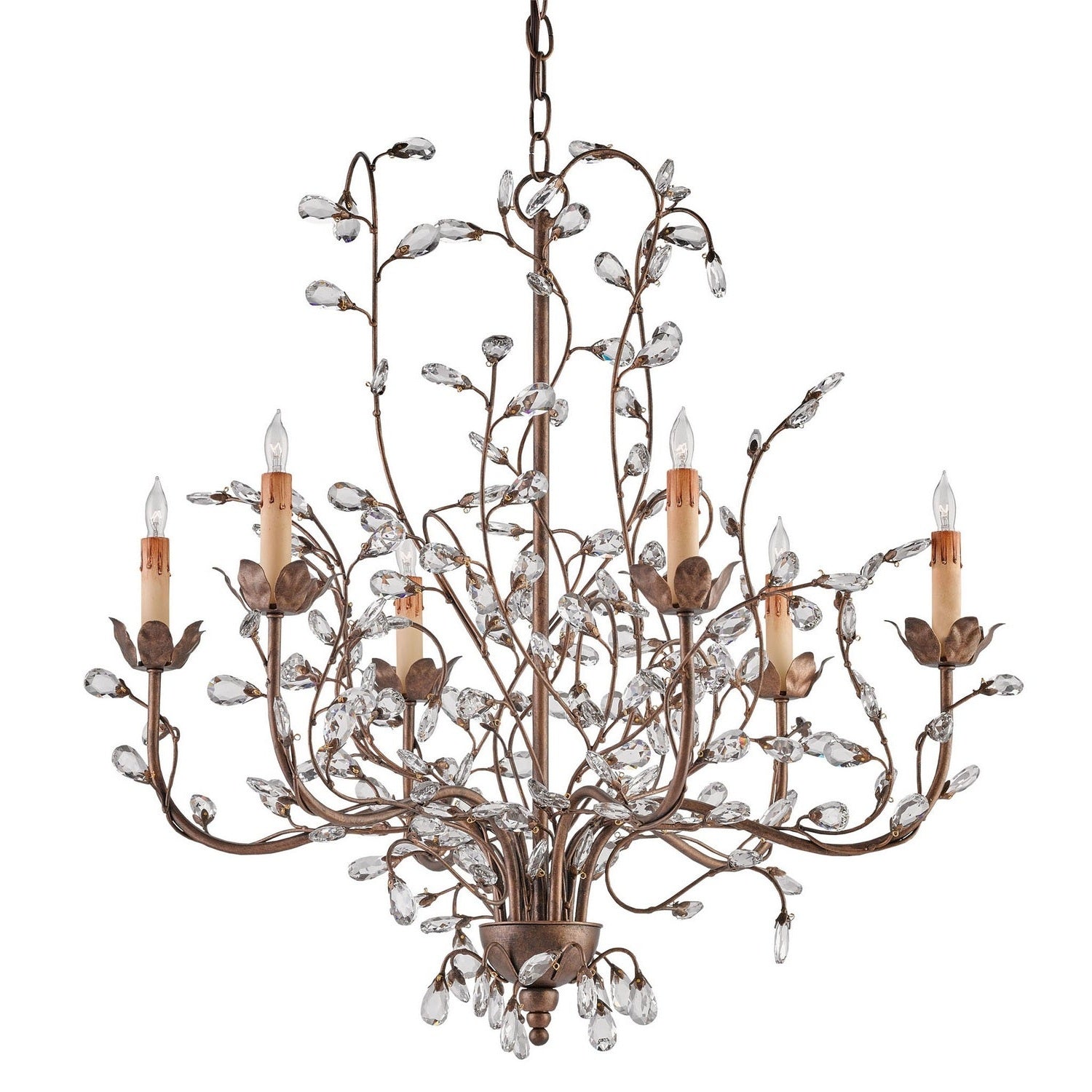 Currey and Company - 9882 - Six Light Chandelier - Crystal Bud Collection - Cupertino