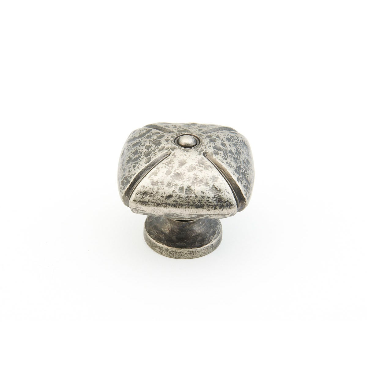 Schaub and Company - 251-VN - Siena 1-3/8" Rustic Farmhouse Square Cabinet Knob in Vibra Nickel
