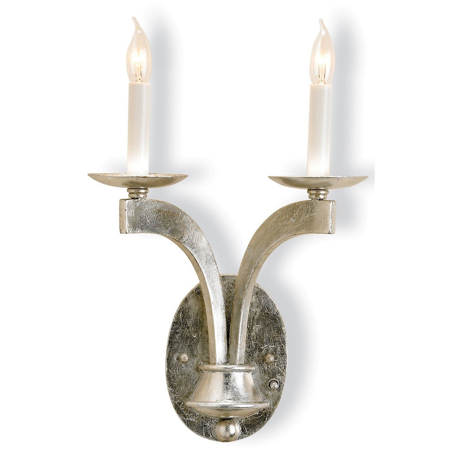Currey and Company - 5022 - Two Light Wall Sconce - Venus Collection - Contemporary Silver Leaf