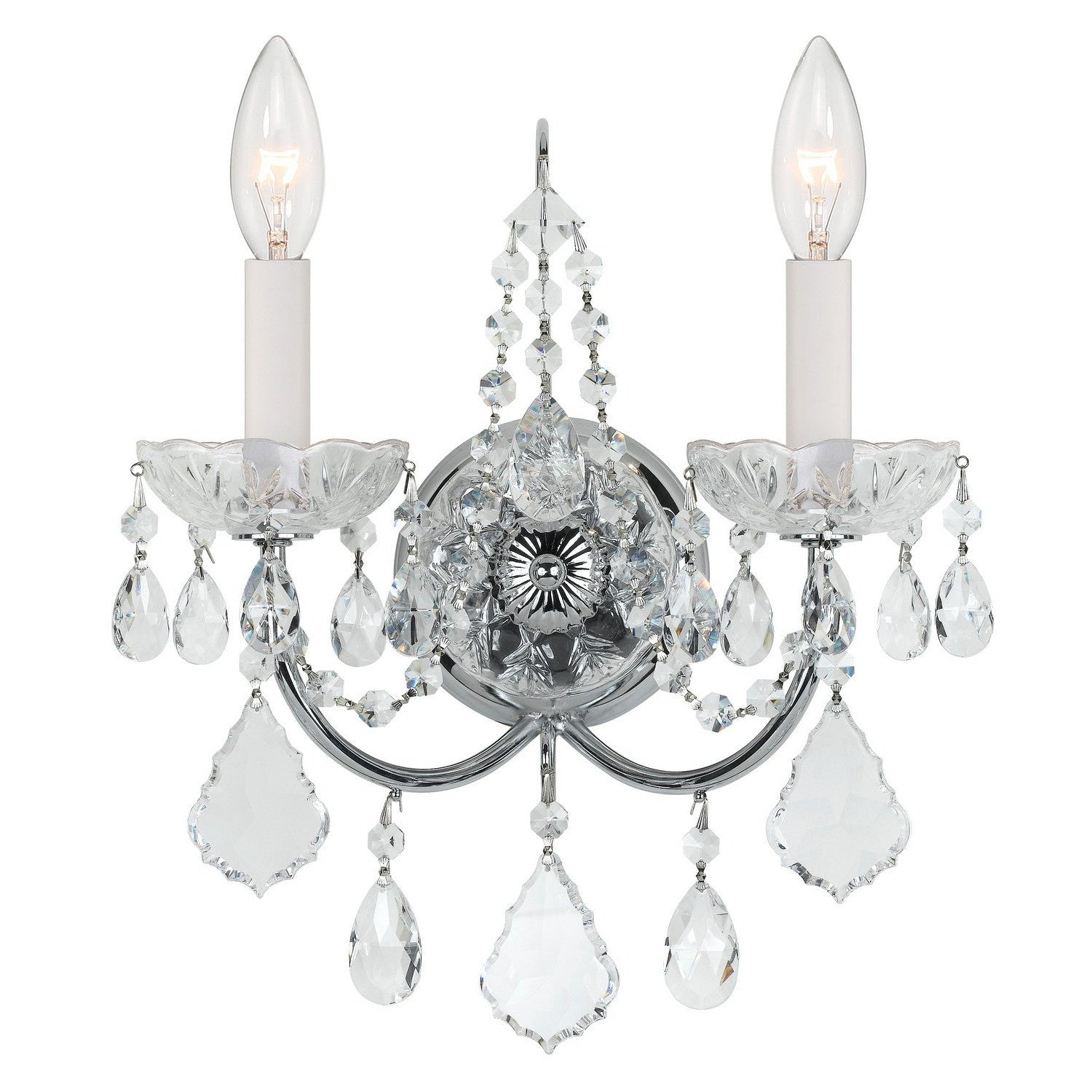 Crystorama - 3222-CH-CL-SAQ - Two Light Wall Sconce - Imperial - Polished Chrome