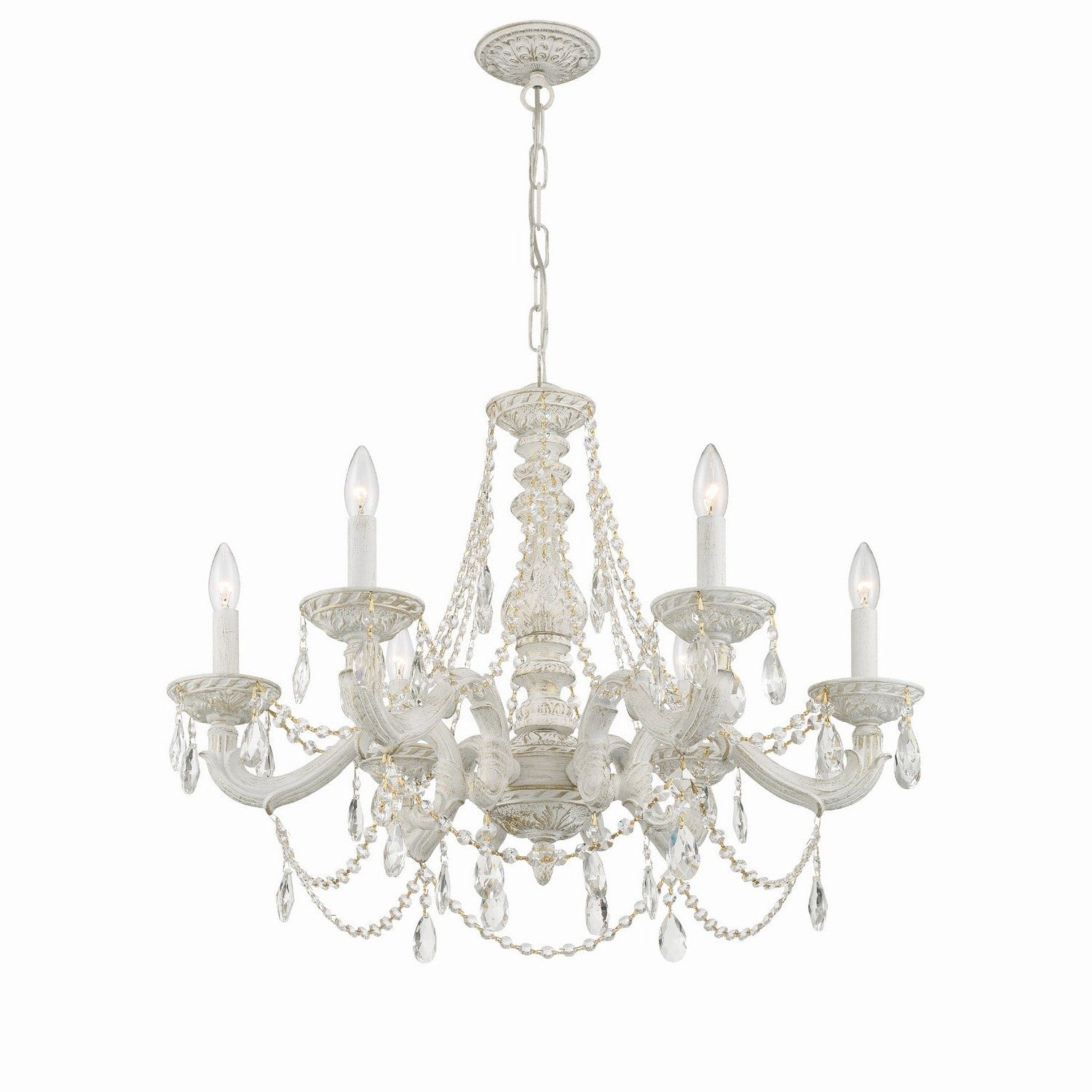 Crystorama - 5026-AW-CL-MWP - Six Light Chandelier - Paris Market - Antique White