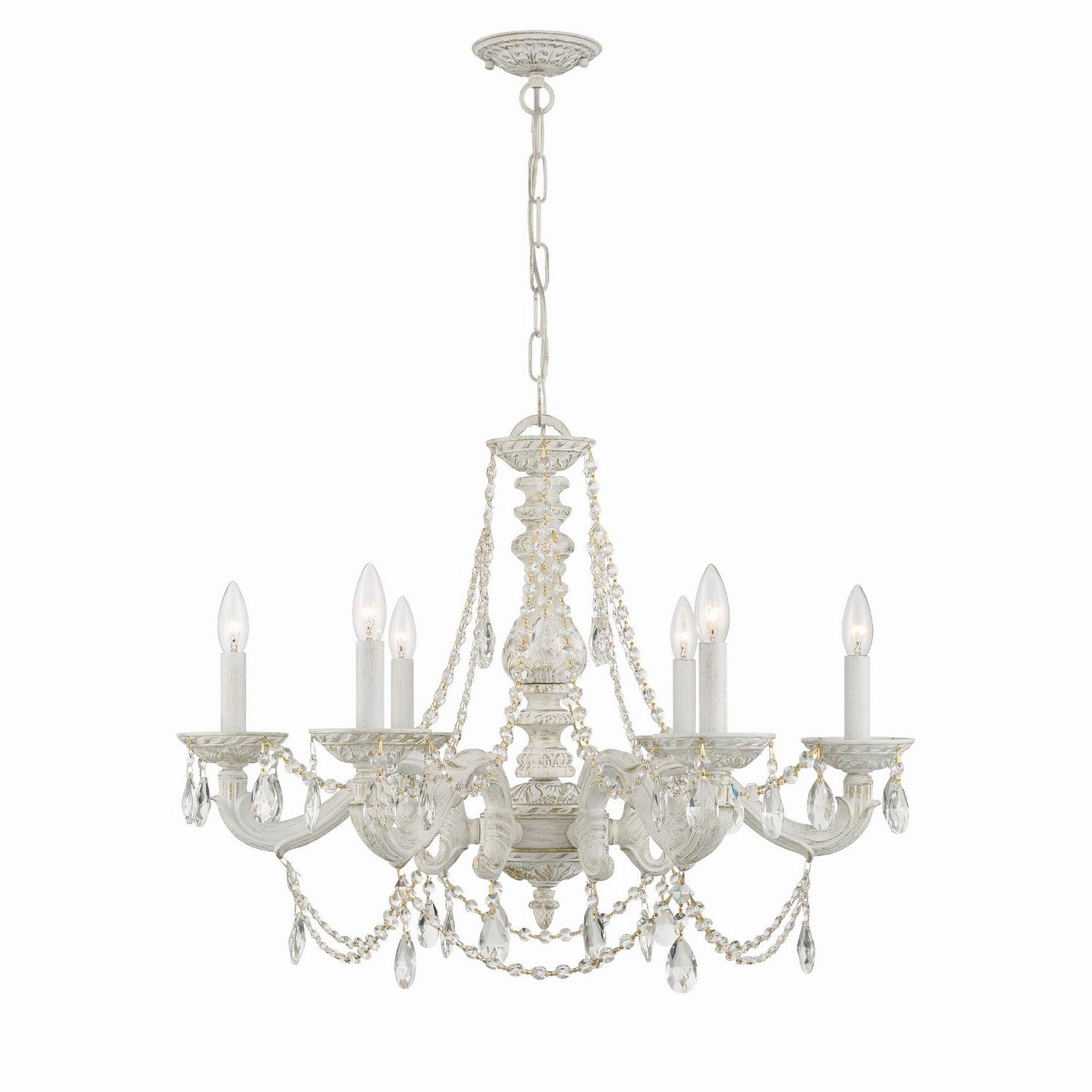 Crystorama - 5026-AW-CL-SAQ - Six Light Chandelier - Paris Market - Antique White