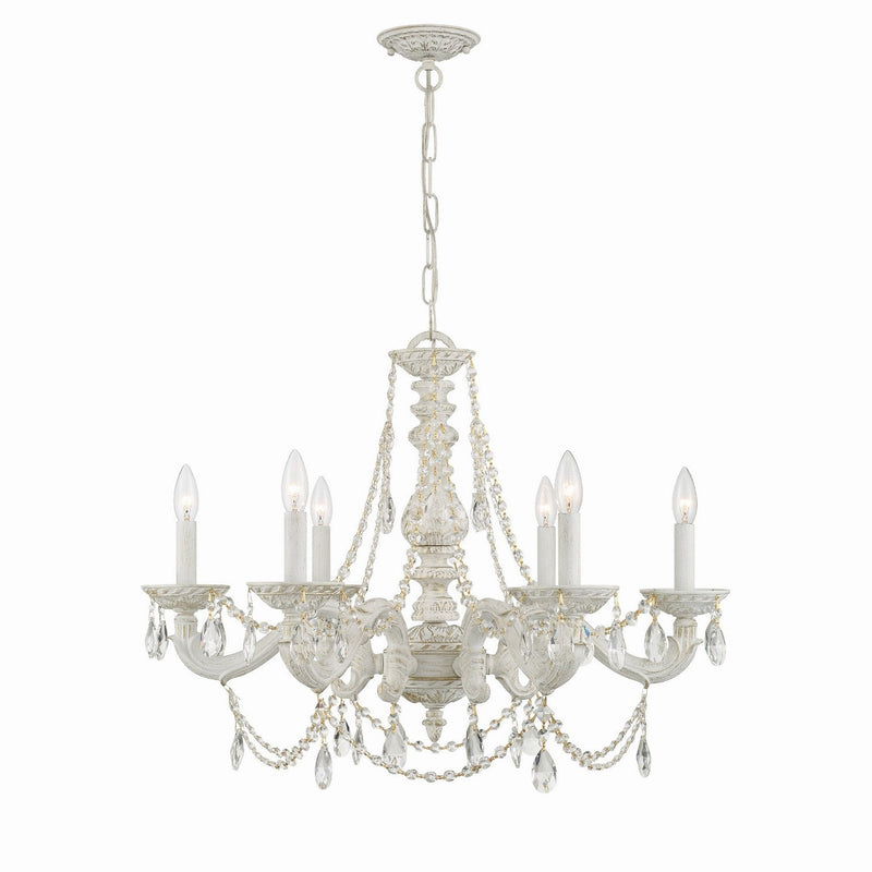 Crystorama - 5026-AW-CL-SAQ - Six Light Chandelier - Paris Market - Antique White