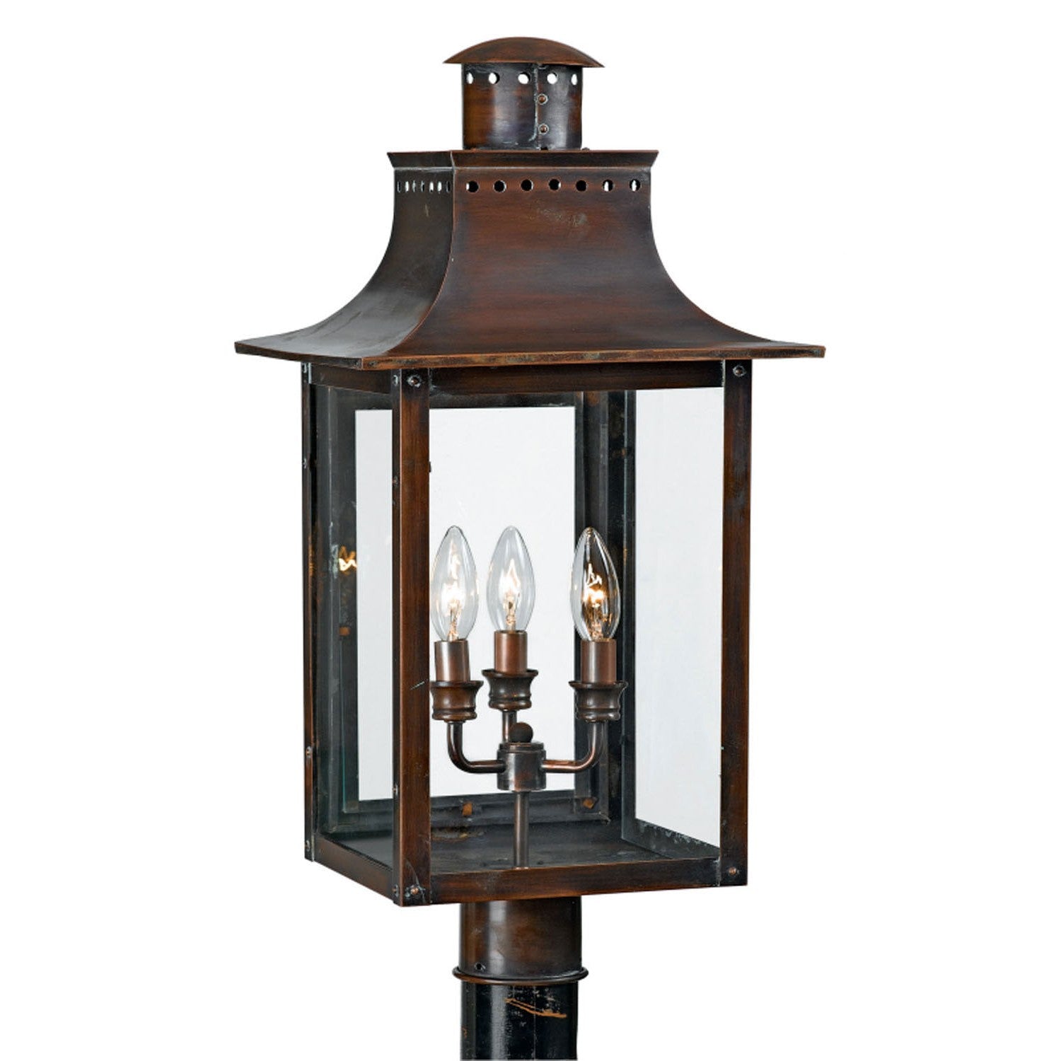 Quoizel - CM9012AC - Three Light Outdoor Post Lantern - Chalmers - Aged Copper