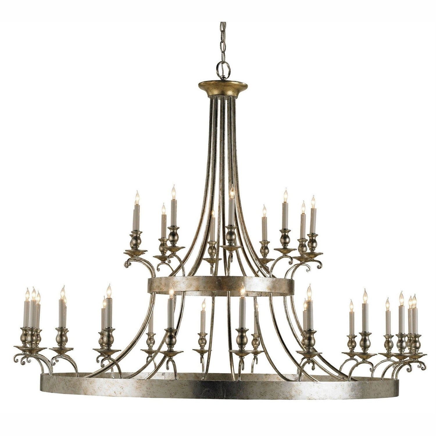 Currey and Company - 9582 - 30 Light Chandelier - Lodestar Silver Chandelier - Granello Silver Leaf/Antique Gold Leaf