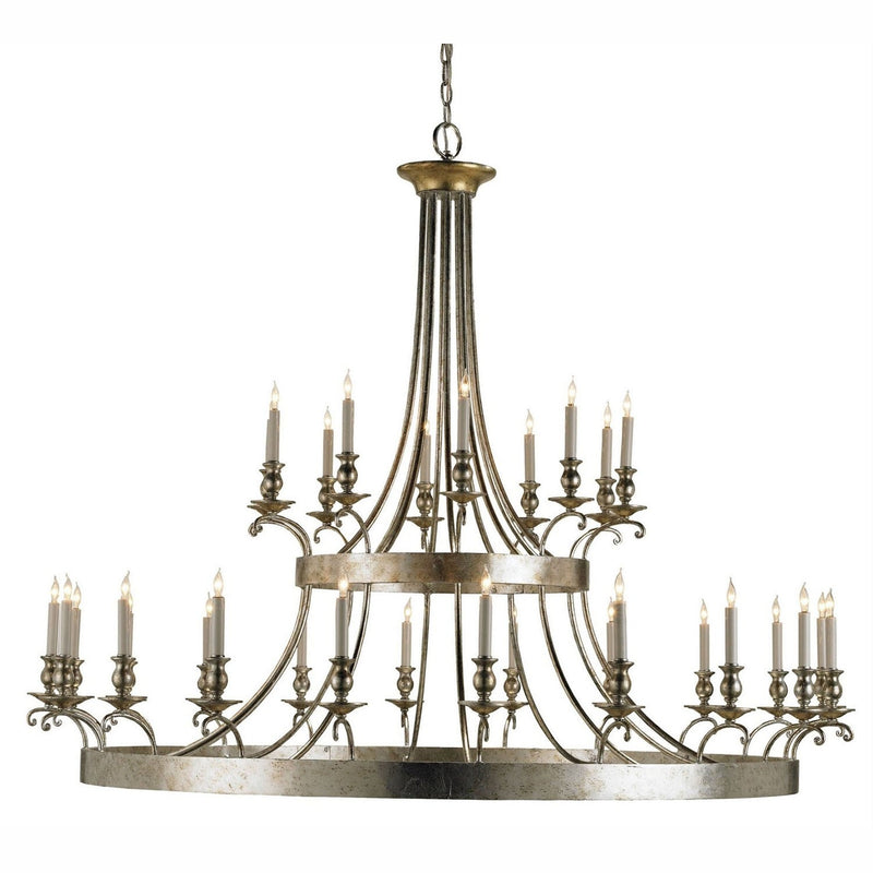 Currey and Company - 9582 - 30 Light Chandelier - Lodestar Silver Chandelier - Granello Silver Leaf/Antique Gold Leaf