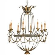 Currey and Company - 9948 - Eight Light Chandelier - Elegance Chandelier - Etruscan/Gold Leaf