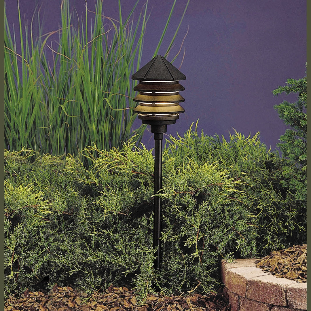 Kichler - 15205BKT - One Light Path & Spread - Six Groove - Textured Black