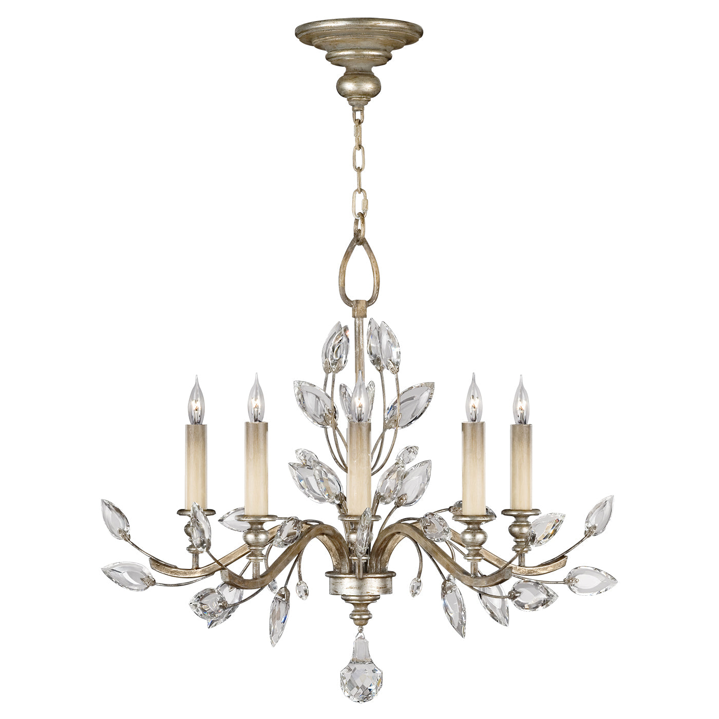 Fine Art Handcrafted Lighting - 753040ST - Five Light Chandelier - Crystal Laurel - Silver