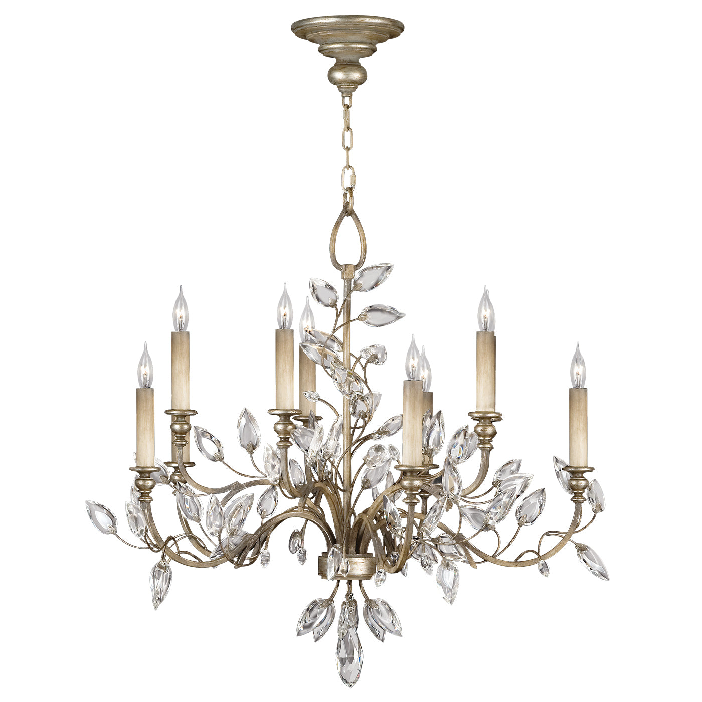 Fine Art Handcrafted Lighting - 753140ST - Ten Light Chandelier - Crystal Laurel - Silver