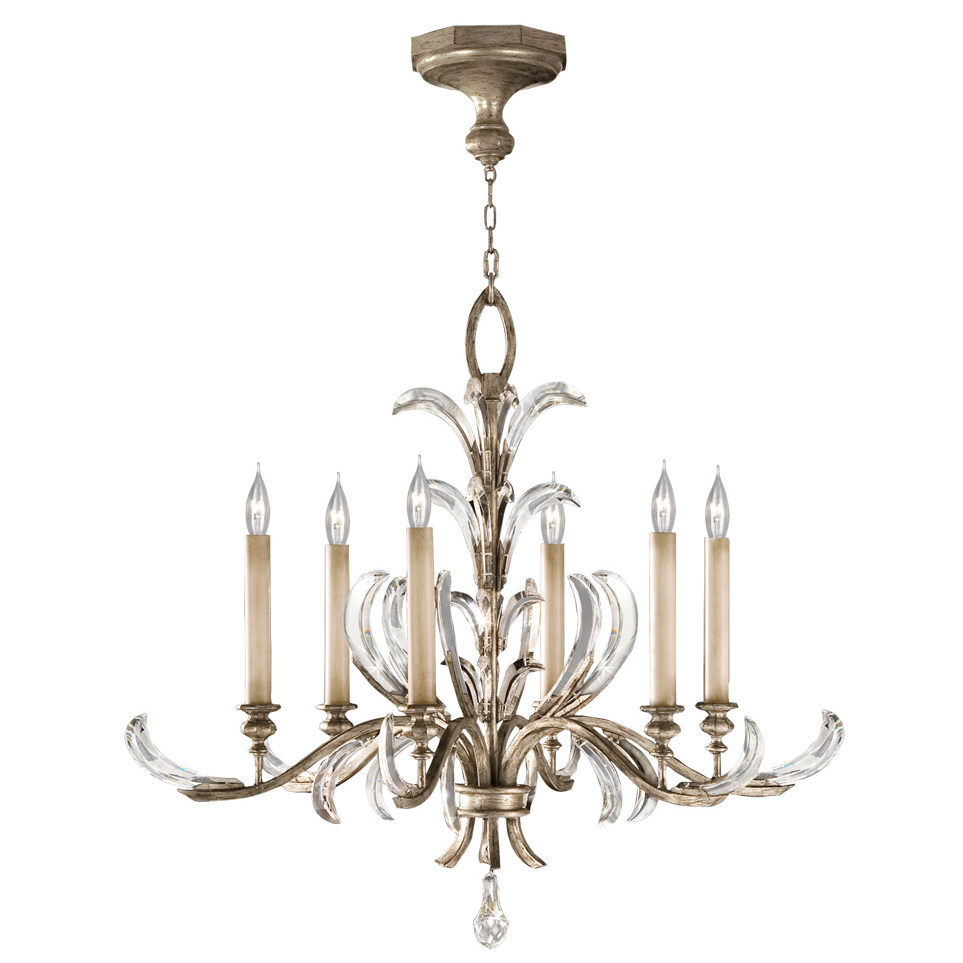 Fine Art Handcrafted Lighting - 739140ST - Six Light Chandelier - Beveled Arcs - Silver